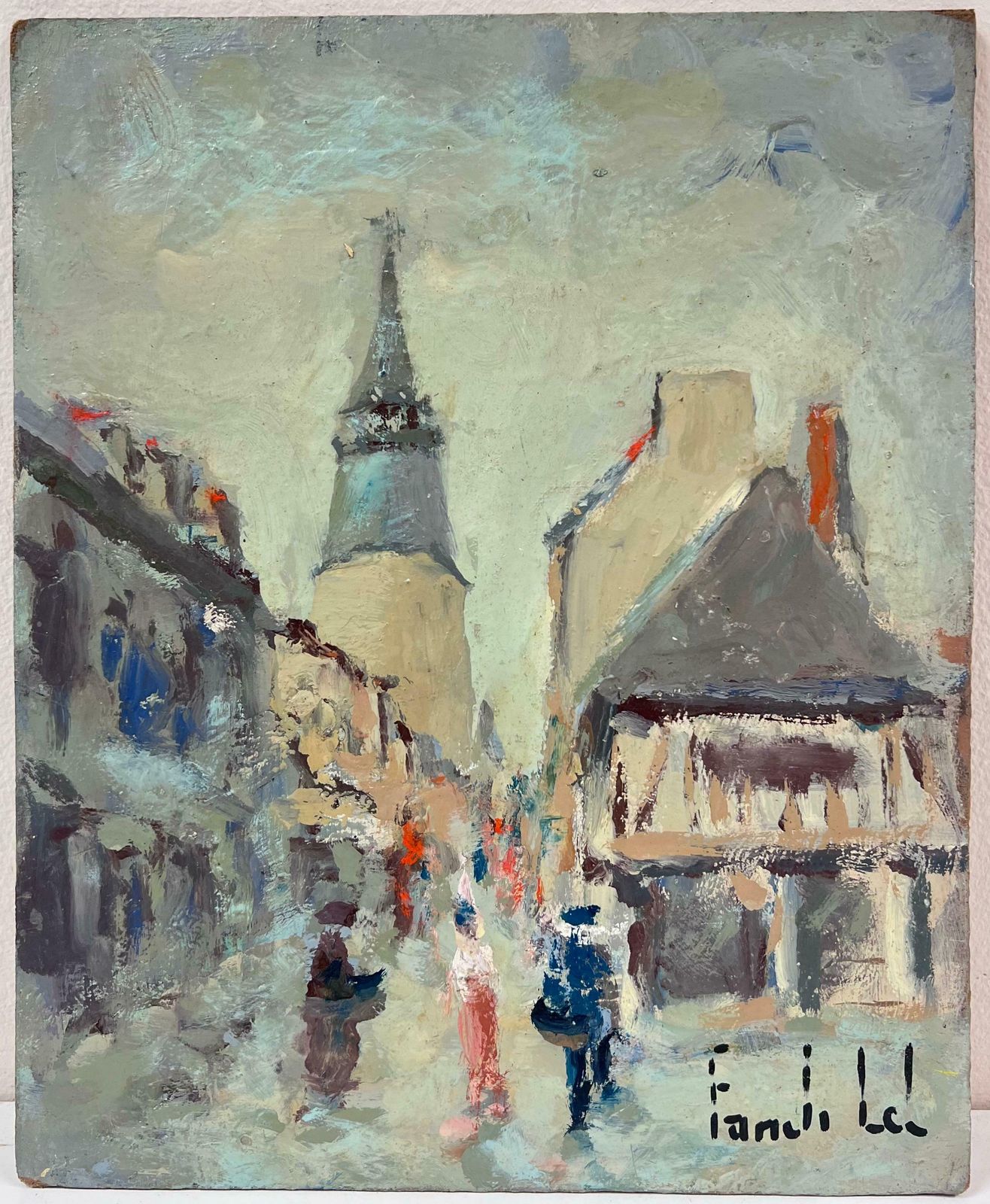 Fanch Lelfigures In Dinan Brittany Townscape With Towering Spire And Rustic Charm 20th Century photo furniture