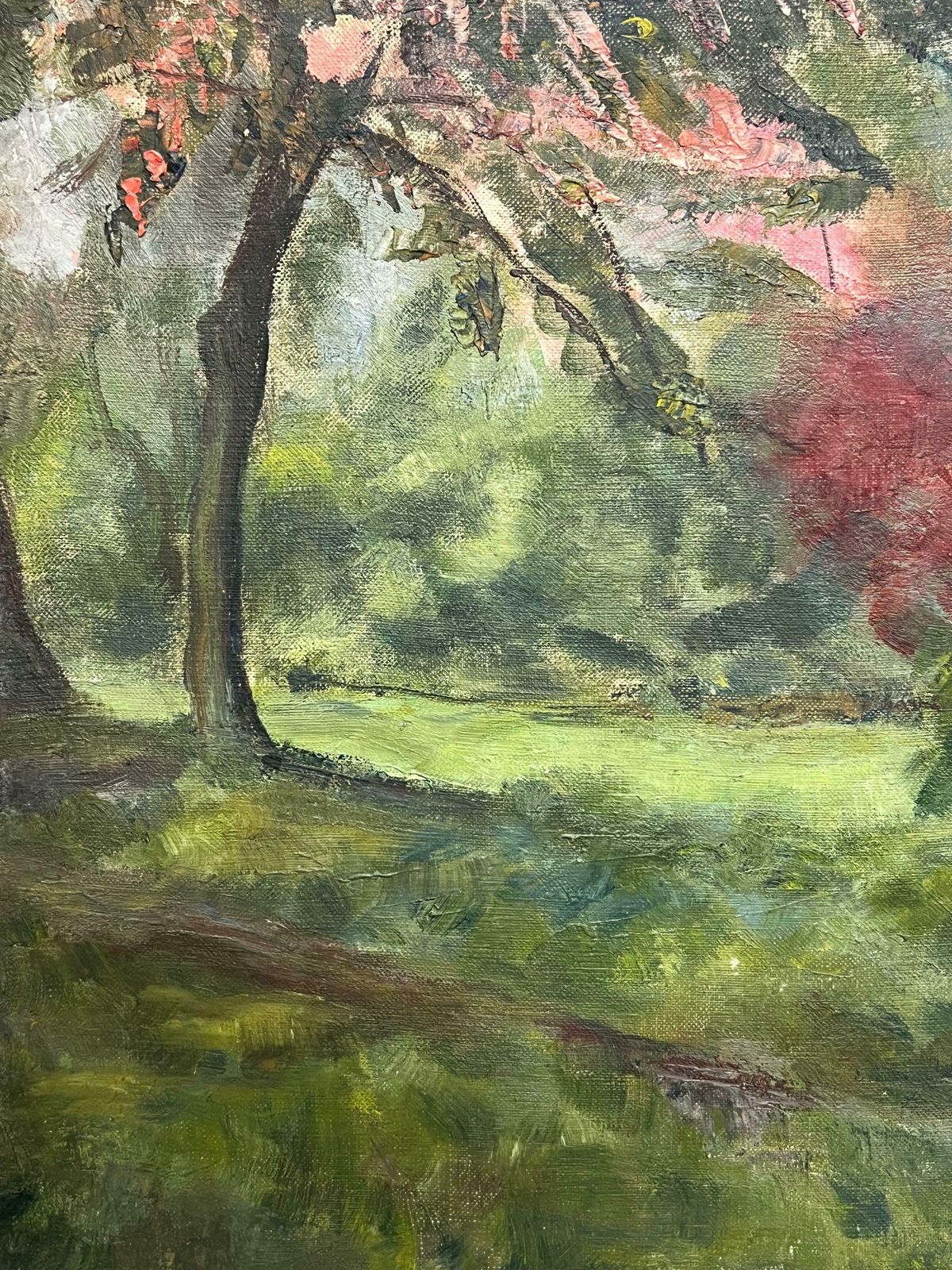 Simone Forge1930's French Impressionist Oil Painting Bright & Colorful Ornamental Trees1930's photo vinterior