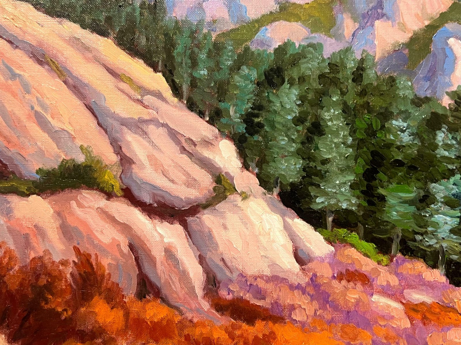 Georges Bordonovelarge French Contemporary Oil Painting Mountain Rocky Forest Landscape photo 713.0