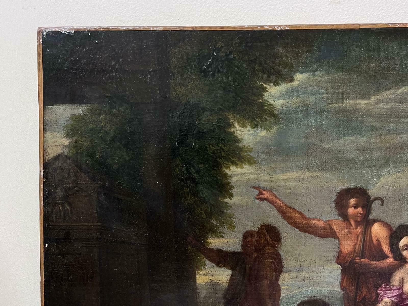 17th Century French Old Master Oil Painting Classical Robed Semi Nude Figures photo for sale