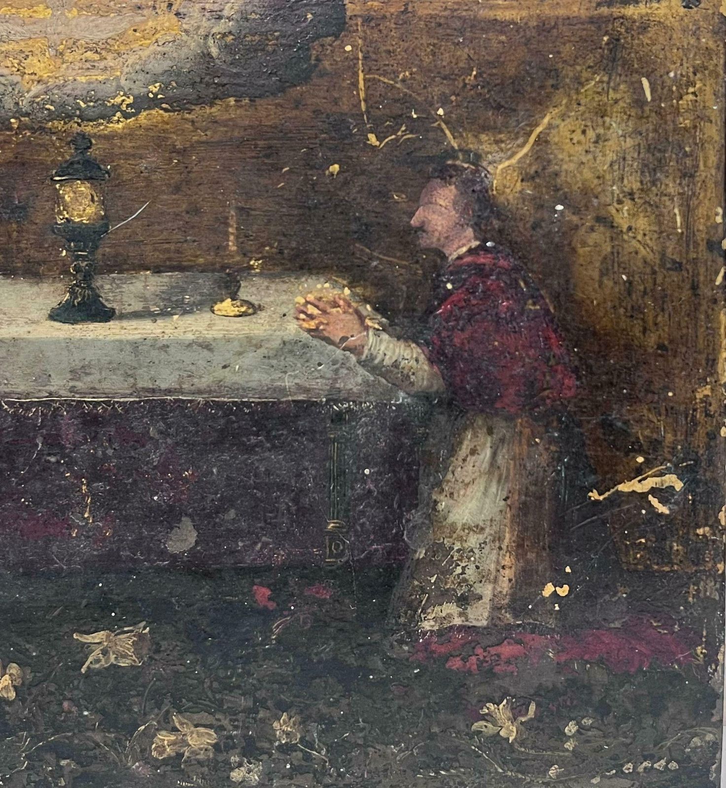 Italian Renaissancecirca 1500 Italian Renaissance Oil Painting On Copper St. Francis Of Assisic. 1500 photo for sale