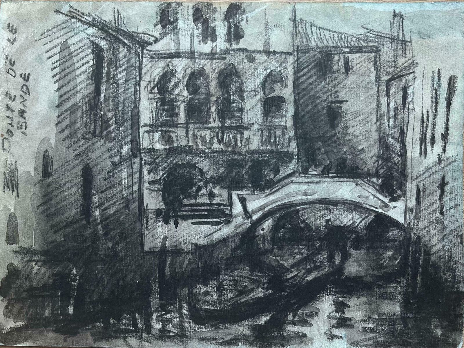 Maurice Mazeiliefrench Impressionist Watercolor Of Venetian Canal Scene Ponte De Le Bande20th Century