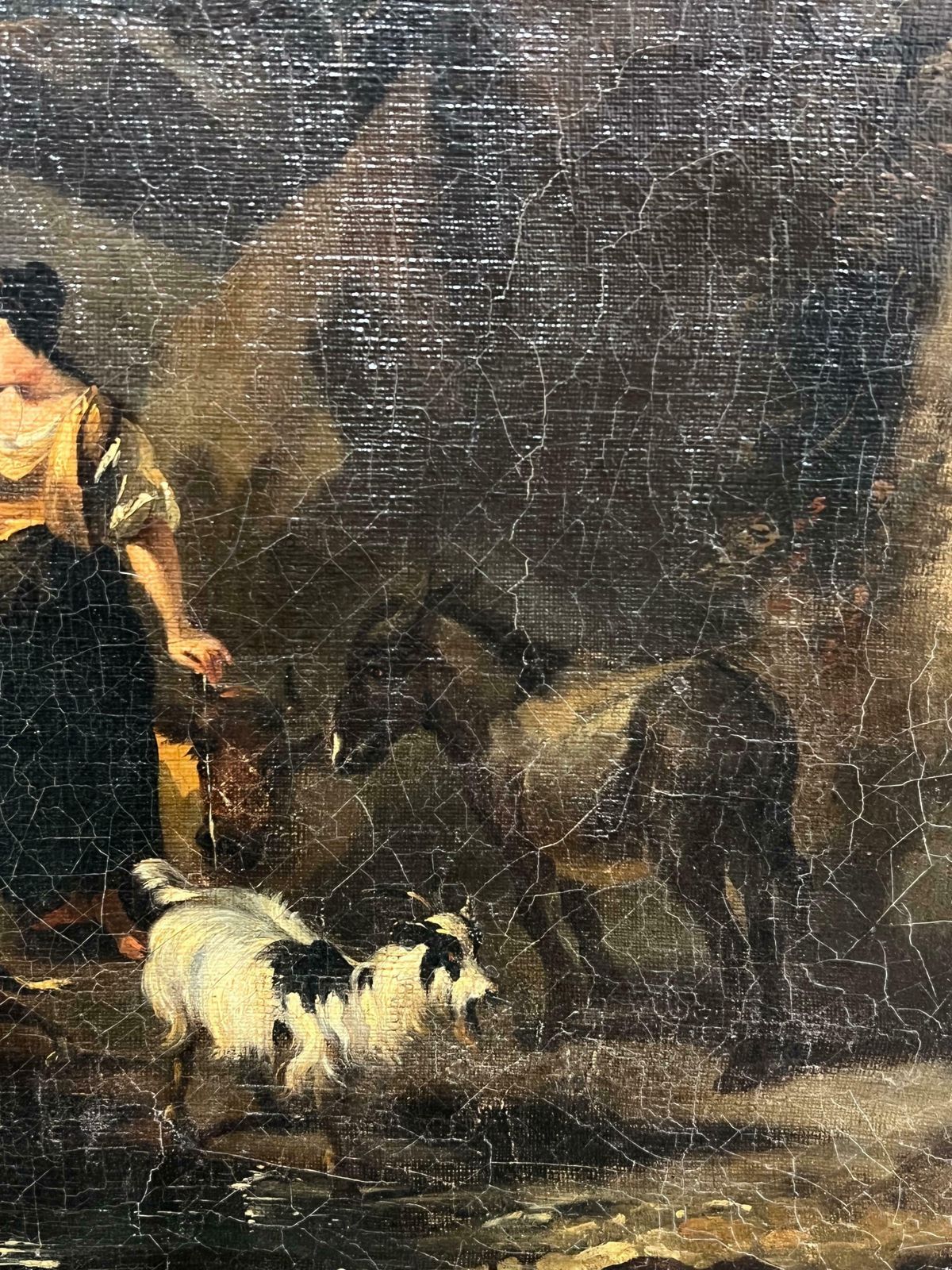 Large 17th Century Dutch Old Master Oil Painting Figures Animals Landscape17th Century photo Art