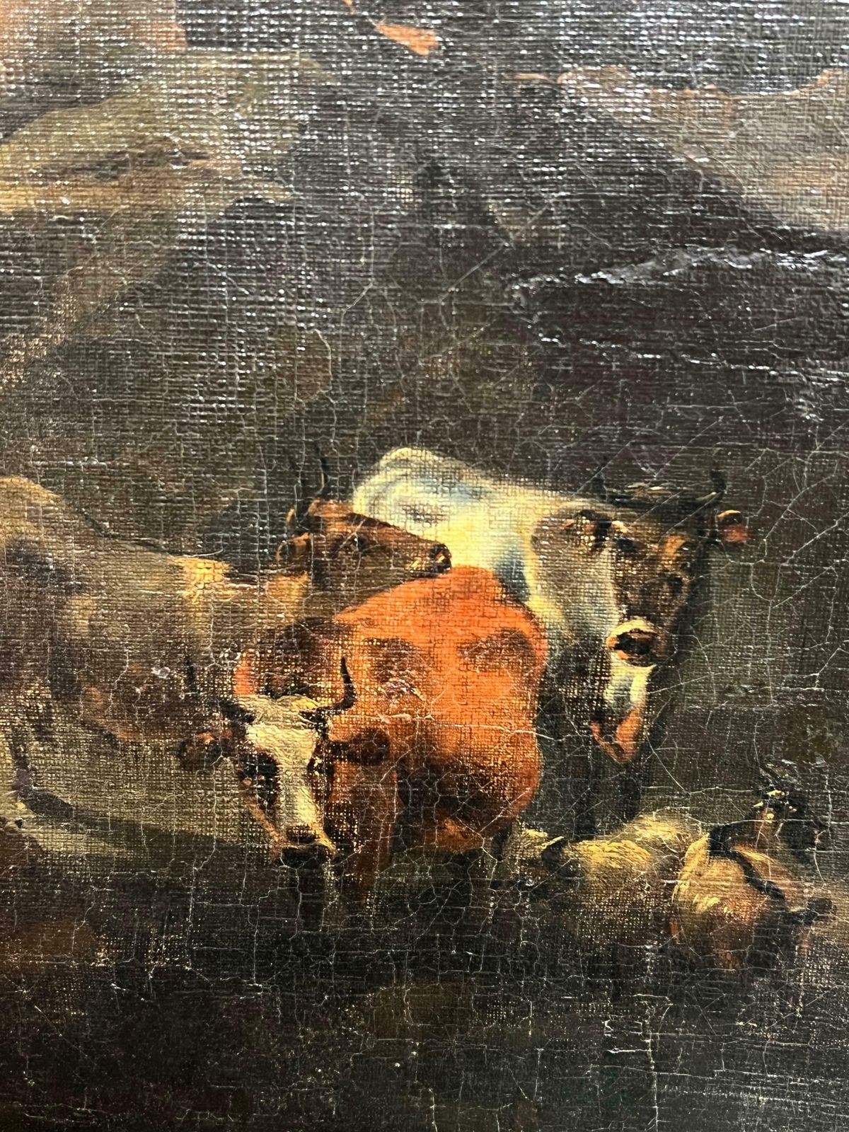 Large 17th Century Dutch Old Master Oil Painting Figures Animals Landscape17th Century photo 4750.0