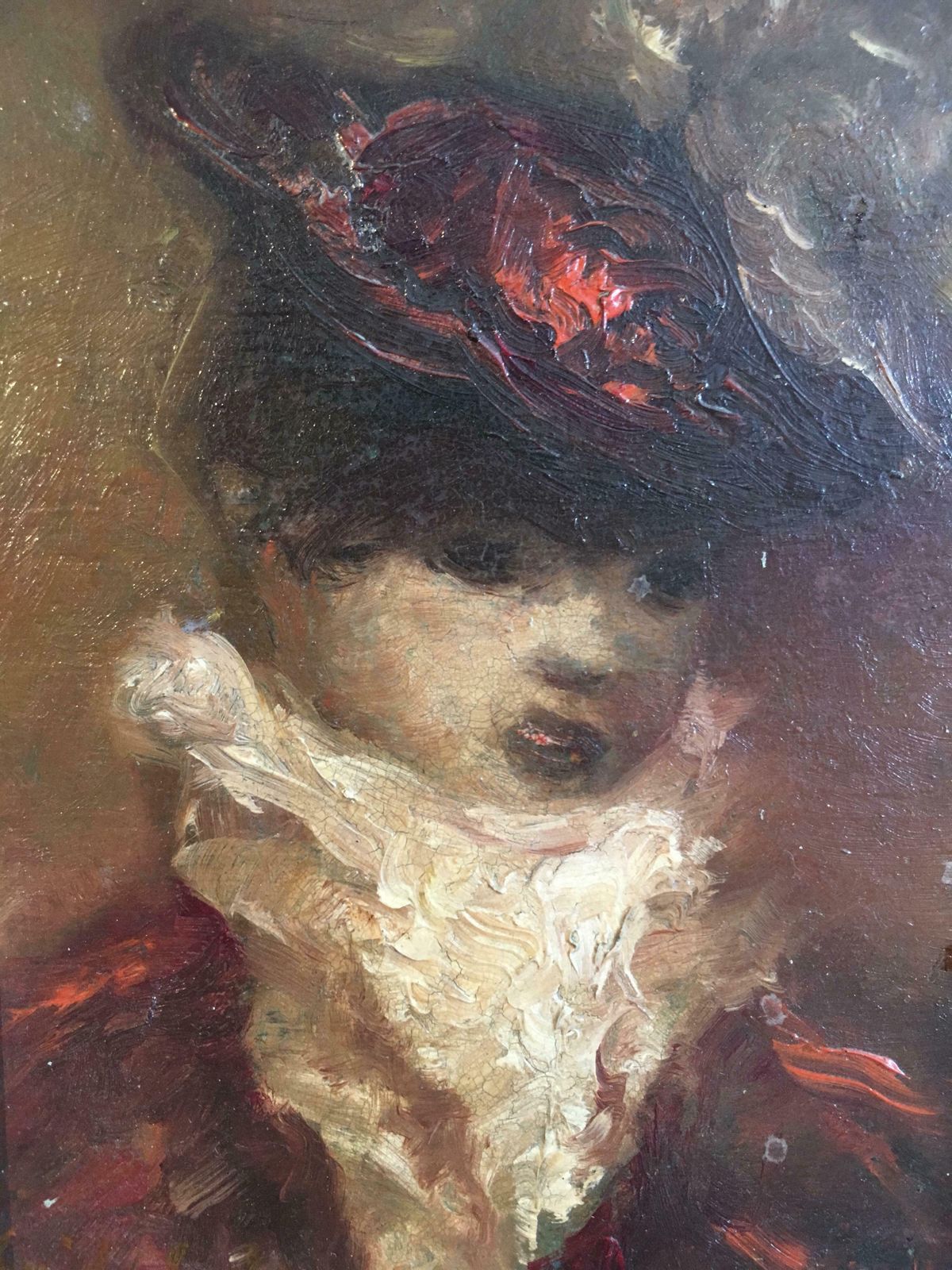 Unknownlady Of Importance, Colourful Impressionist Oil Painting, Framedc.1960's