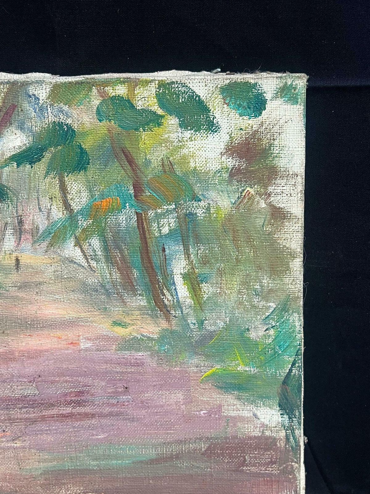 Regine Davidmid 20th Century 1950's French Post Impressionist Oil Girl Reading In Woods1950's photo 809.0