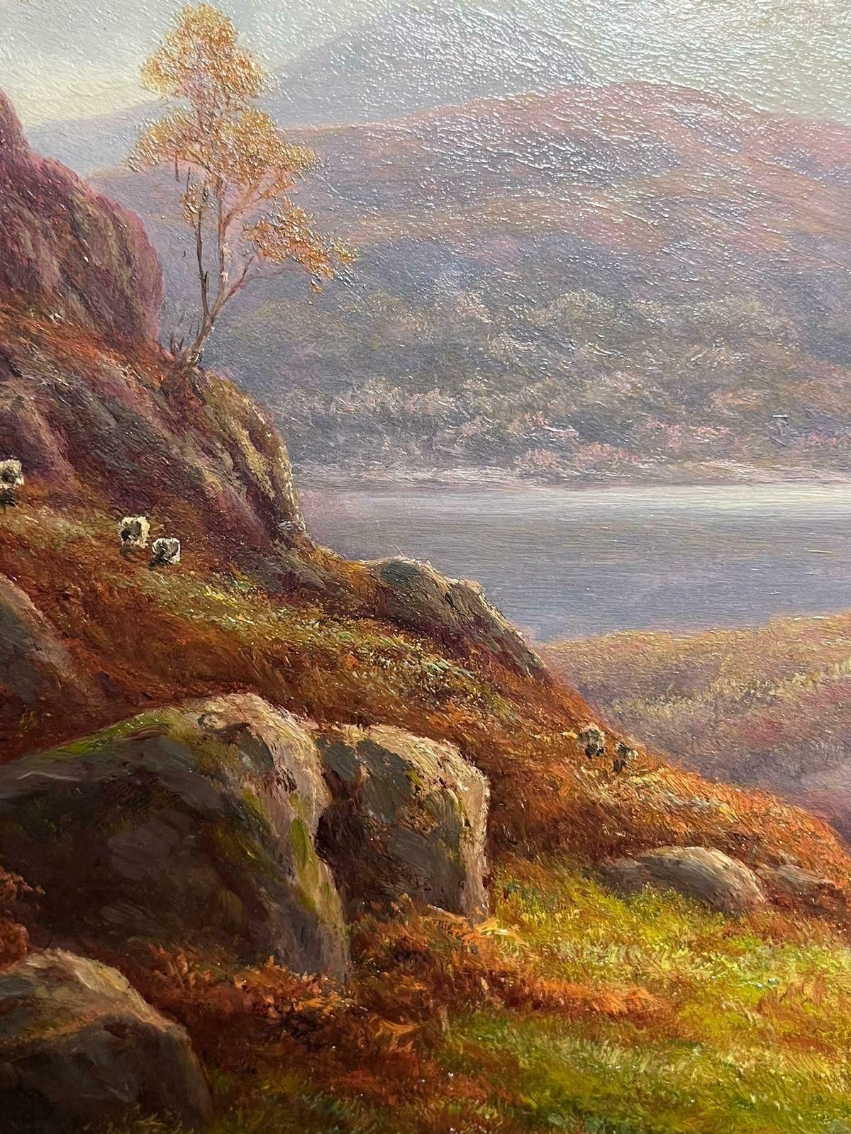 Everett Watson Mellorantique Scottish Oil Autumn Highlands Tranquil Landscape With Sheep Oil Painting photo vintage