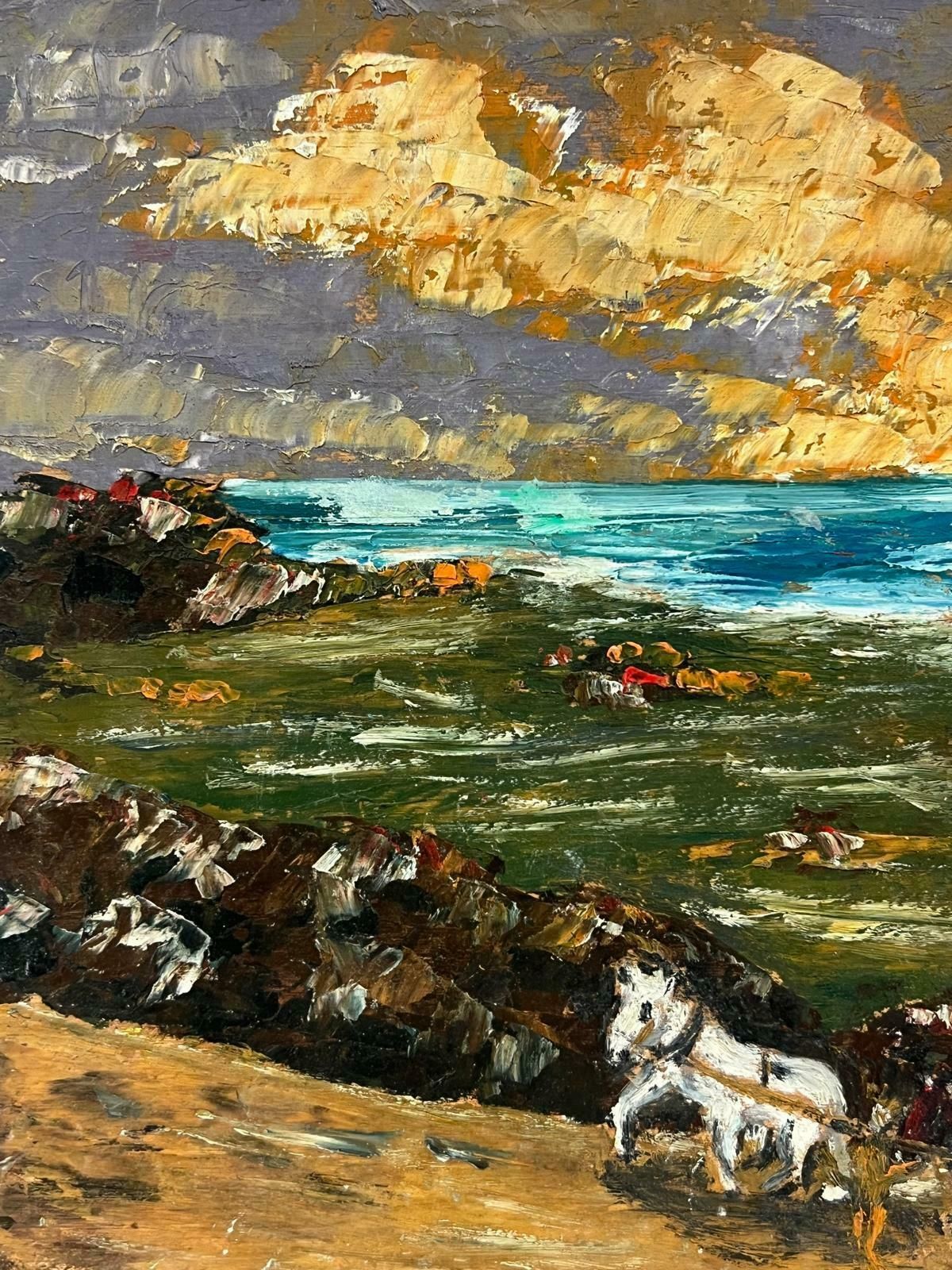 Fanch Lelrustic Coastal Landscape With Horse And Cart Oil Painting 20th Century photo Art