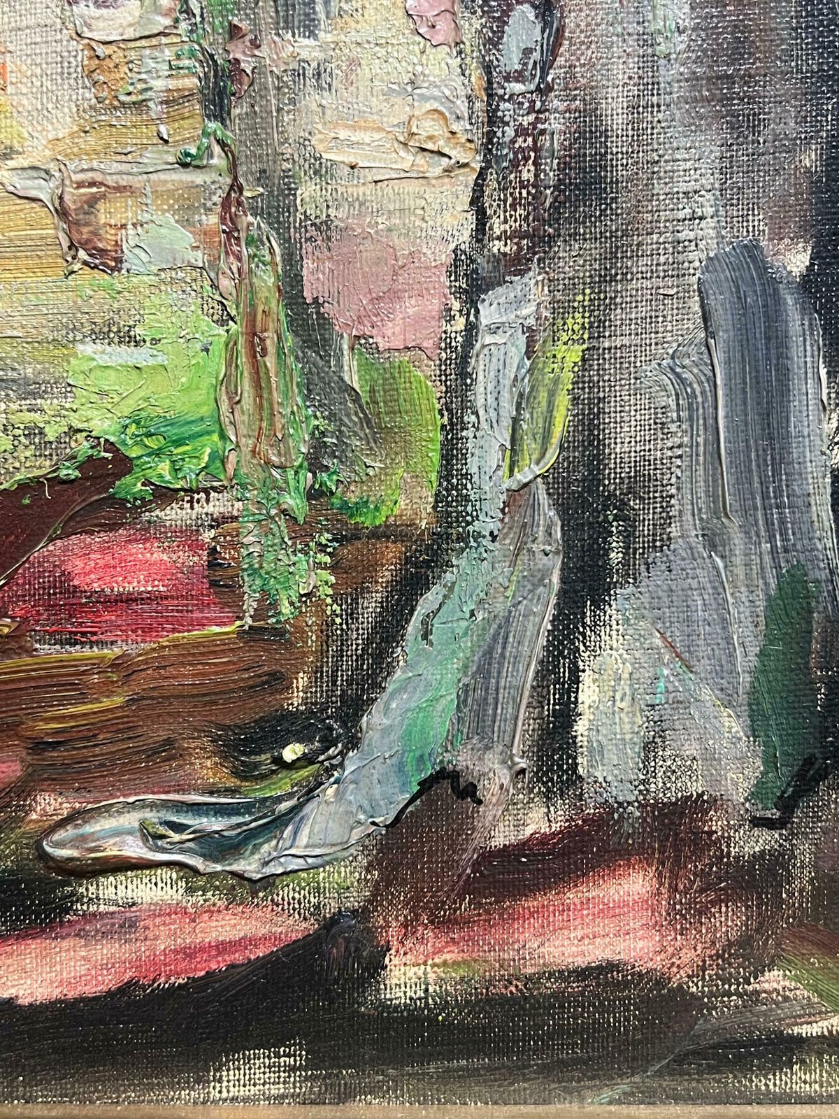 photo vinterior Regine Davidchateau Garden Path Through Stone Archway Vintage French Impressionist Oil1940's
