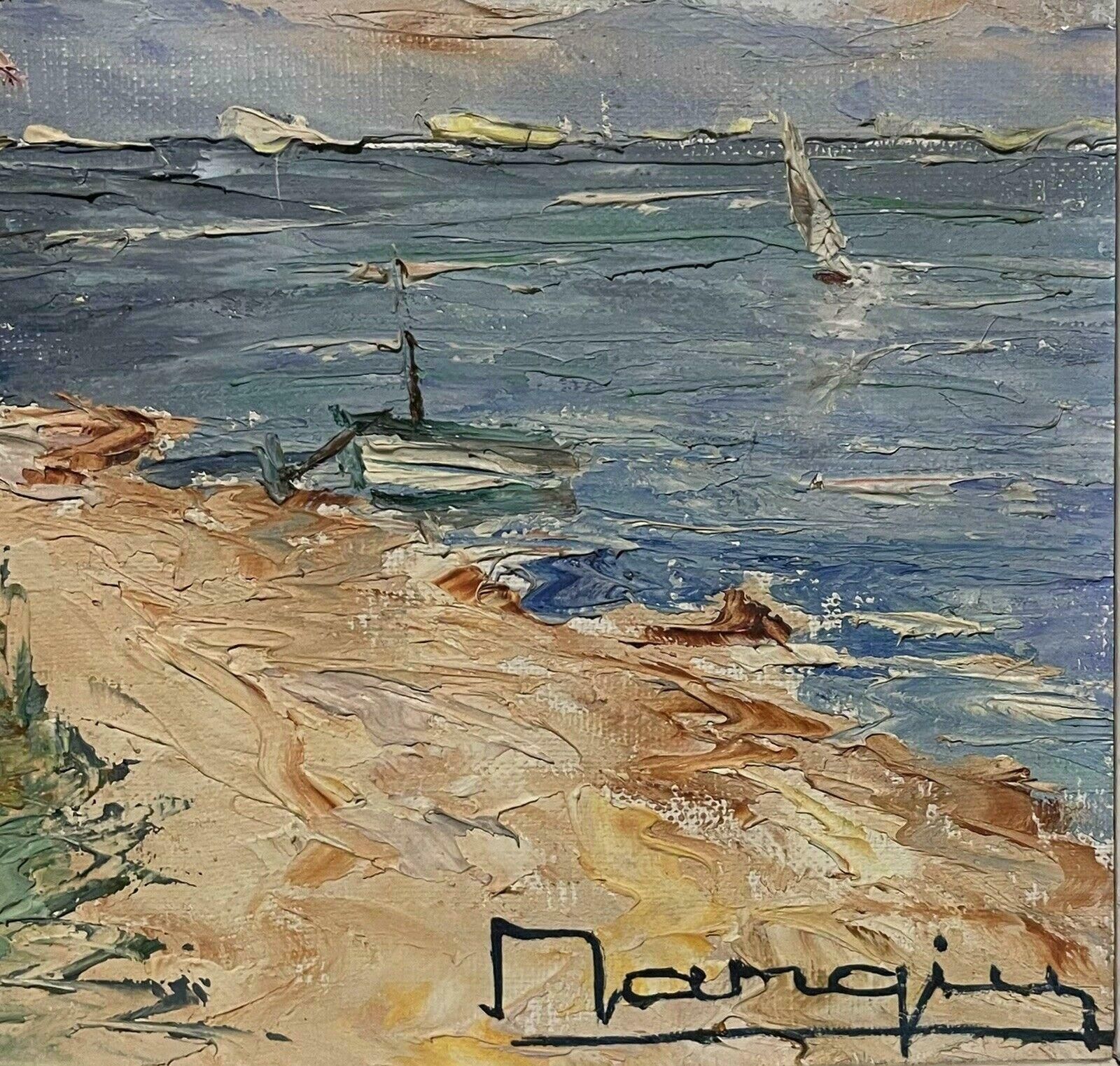 French Schoolmid 20th Century French Signed Post Impressionist Oil, South Of France Villa Sea1950's photo Art
