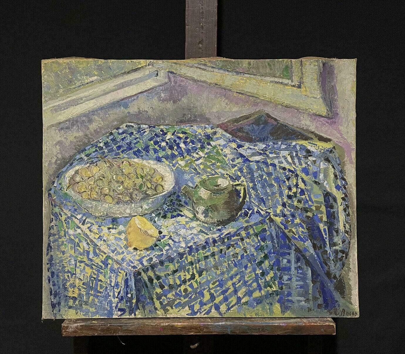 Unknownmid 20th Century French Post Impressionist Oil Kitchen Table Interior Still Lifec. 1950's photo furniture