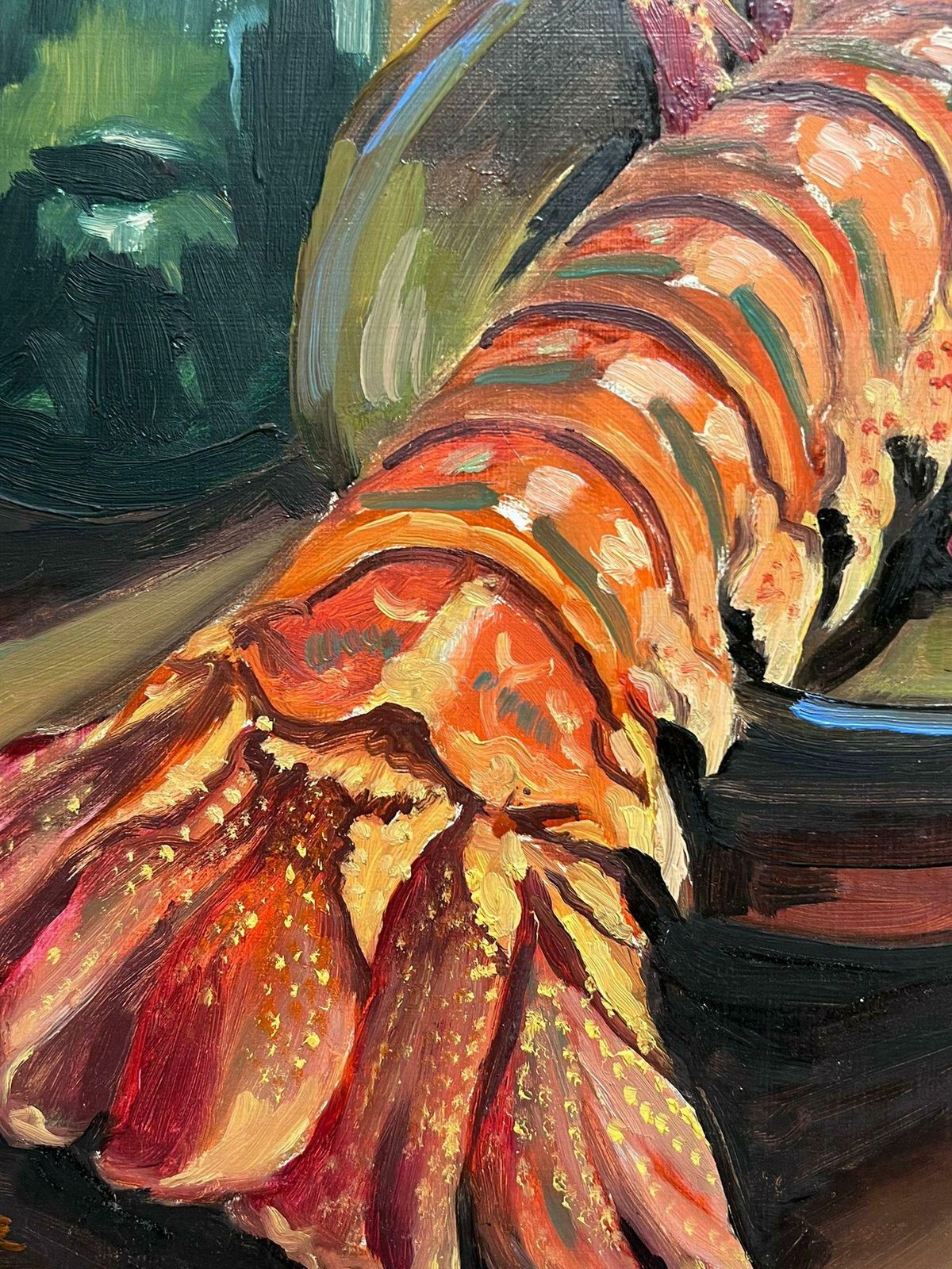 Georges Bordonoveseafood 1970's French Impressionist Signed Oil Lobster & Sea Shell photo vinterior