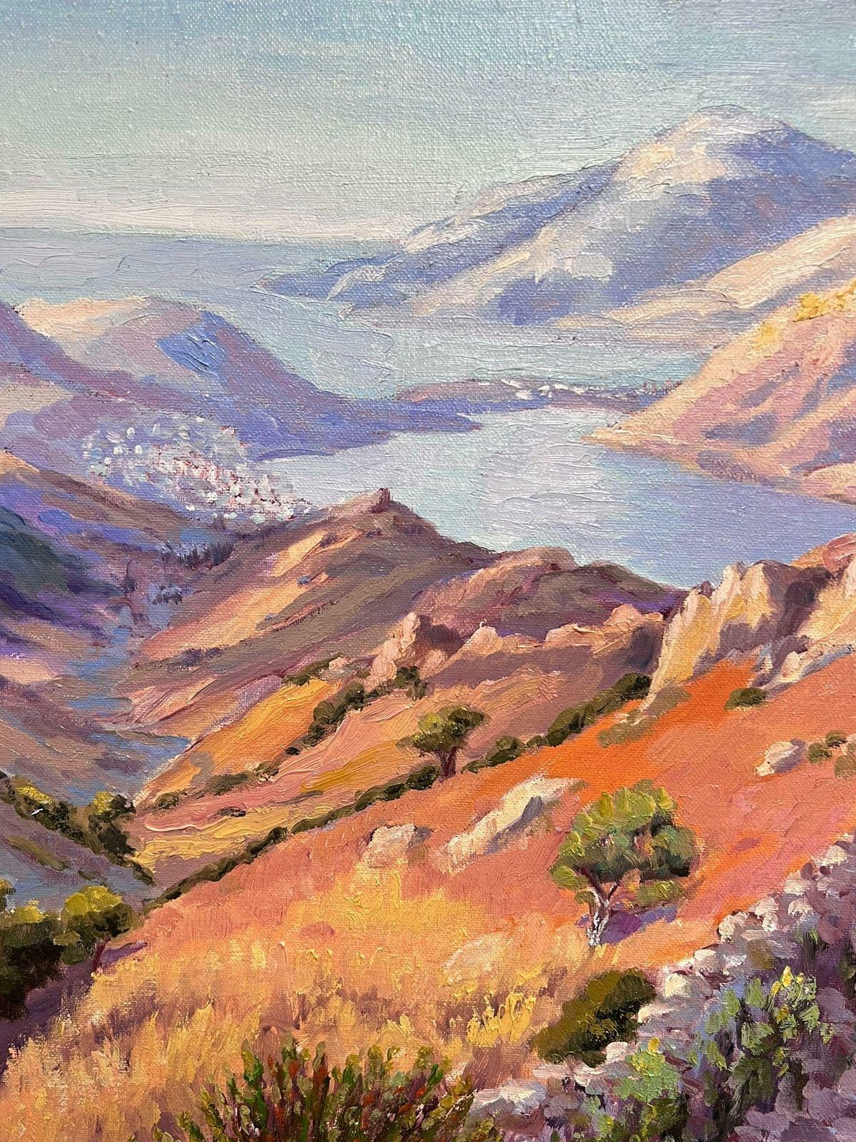Georges Bordonovelarge French Contemporary Oil Painting Islands In The Sea Off Coastline1997 photo for sale