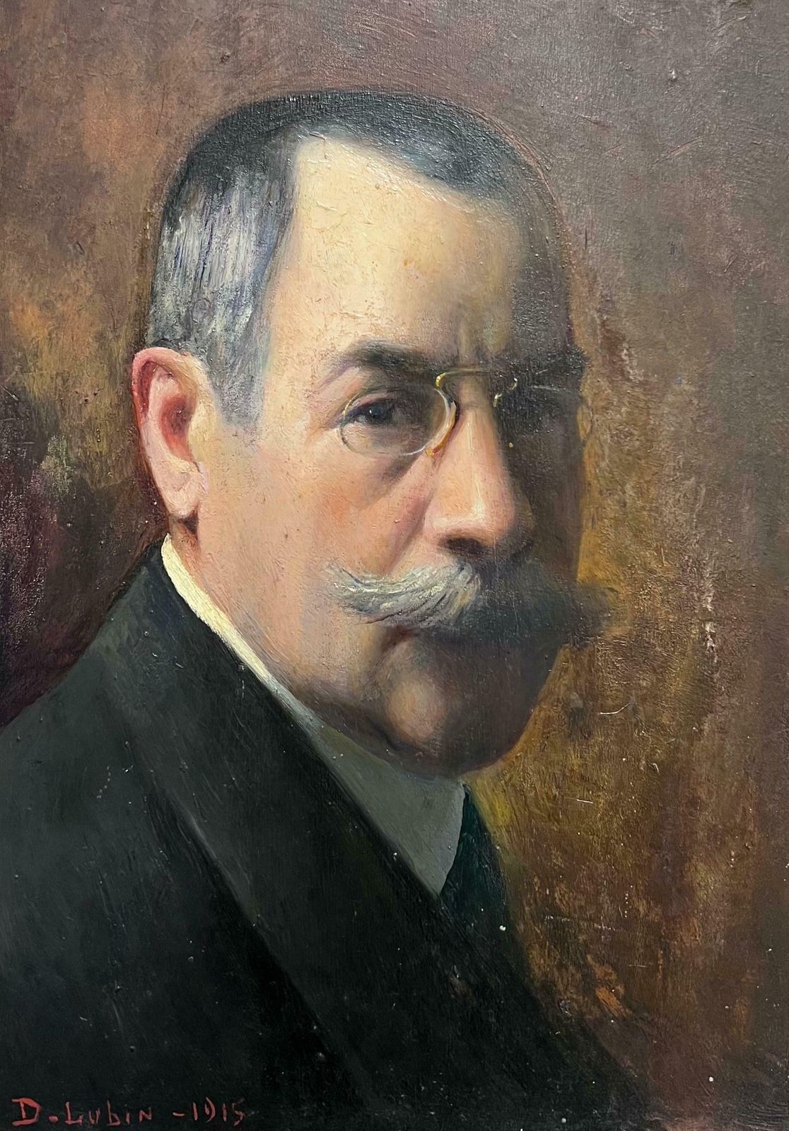 D.Lubindistinguished Portrait Of Authoritative Gentleman In Glasses French Oil Painting1915