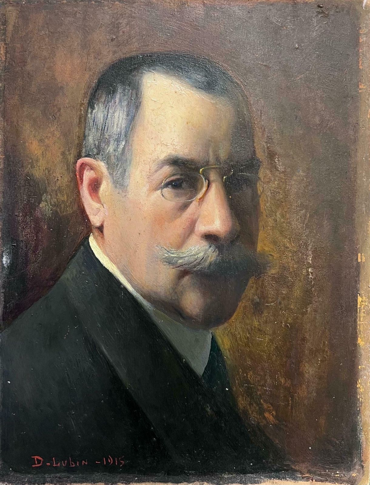 D.Lubindistinguished Portrait Of Authoritative Gentleman In Glasses French Oil Painting1915 photo furniture