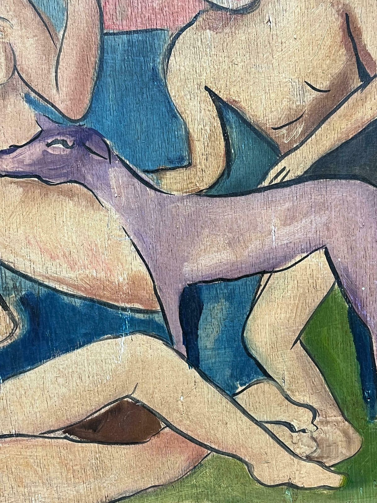 Fauvist Schoolmid 20th Century European Fauvist Signed Oil Nude Figure Group Portrait & Dogmid 20th Century photo buy