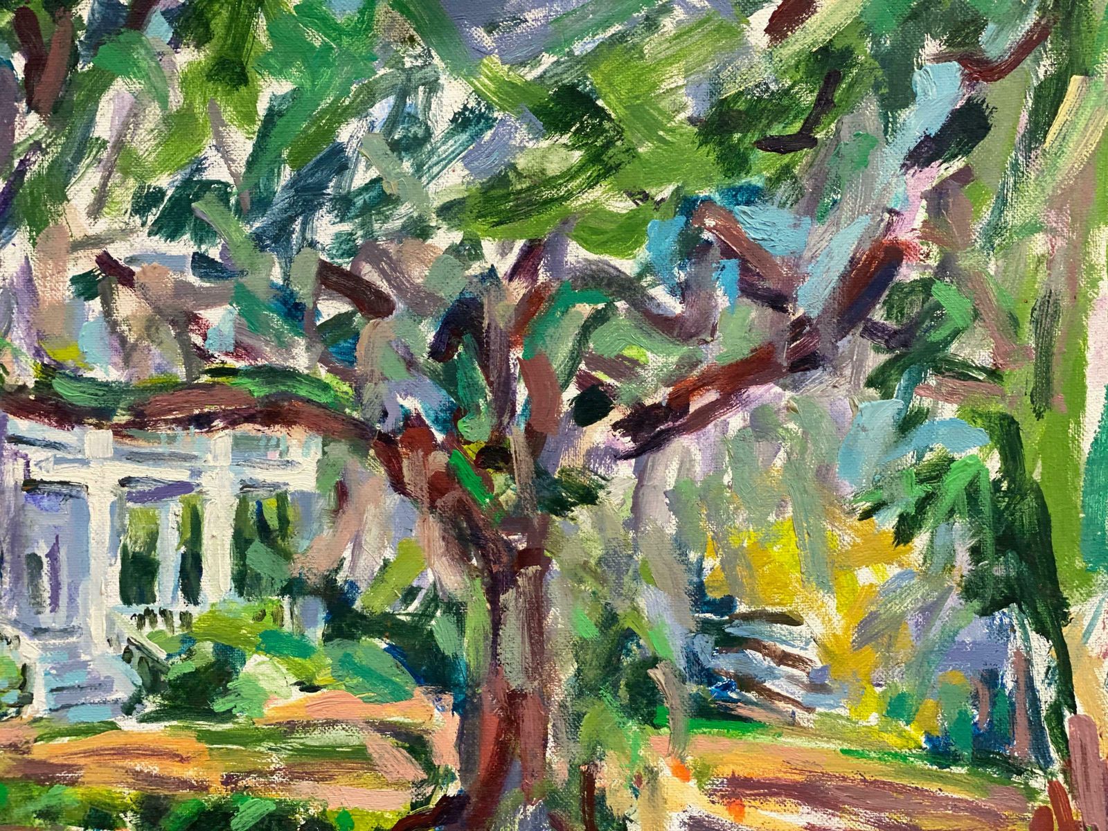 Douglas Stuart Allenlarge French Impressionist Oil Chateau Parkland Gardens20th Century photo furniture
