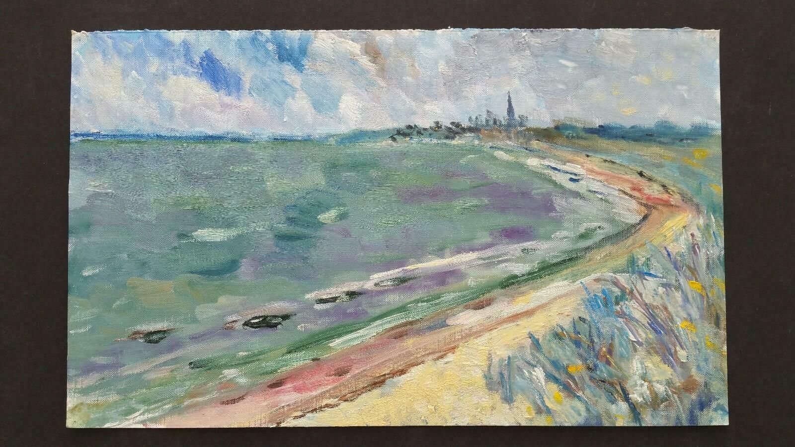 Unknown20th Century French Oil Painting A Coastal Villagelate 20th Century photo furniture