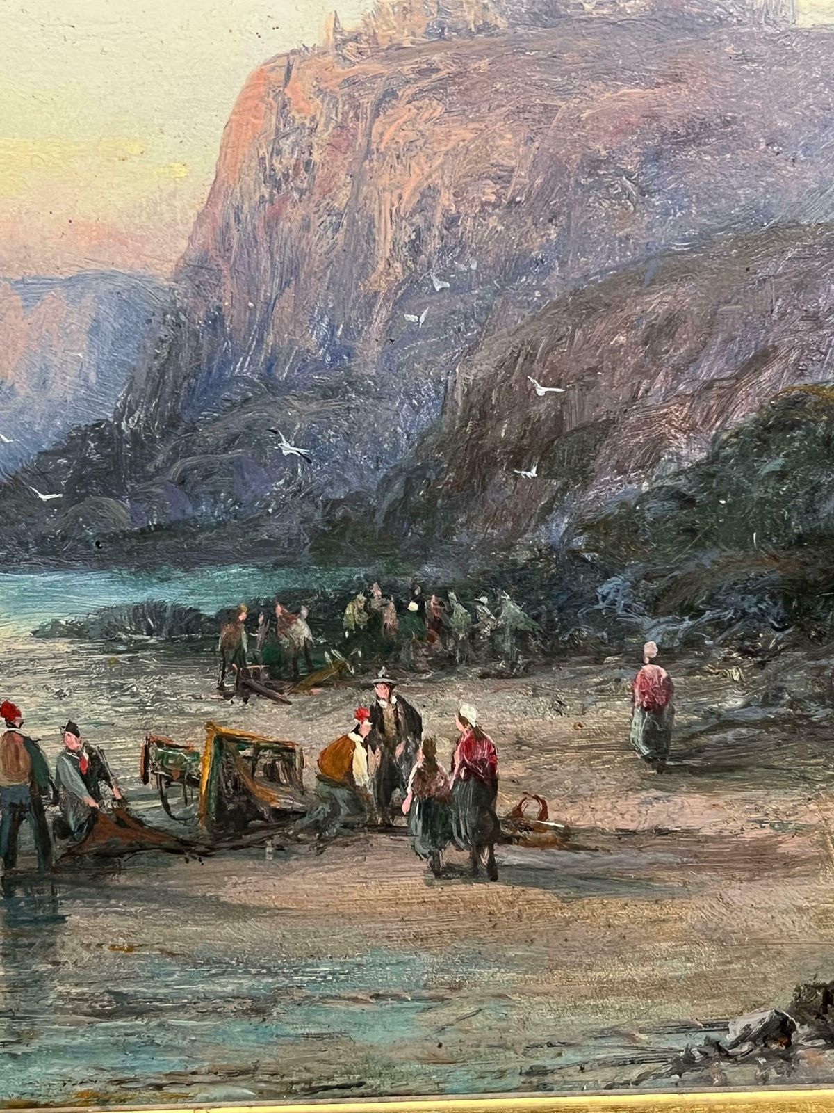 William Anslow Thornely (British, 1847 1907)antique British Marine Oil Painting Tantallon Castle Scotland Coastal Sunset19th Century photo vinterior