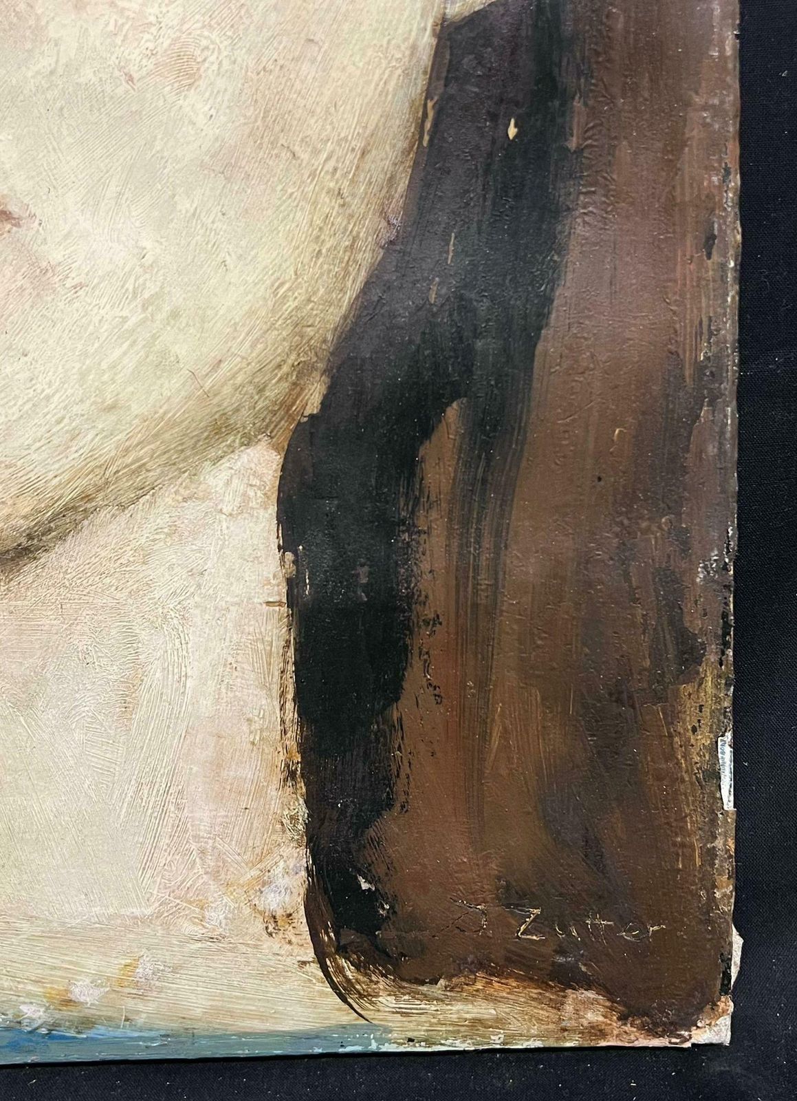 Jonathan Zutter (1928 1998)1960's Modernist Portrait Of Woman Monegasque Artist Signed Oil Painting 1960's photo vinterior