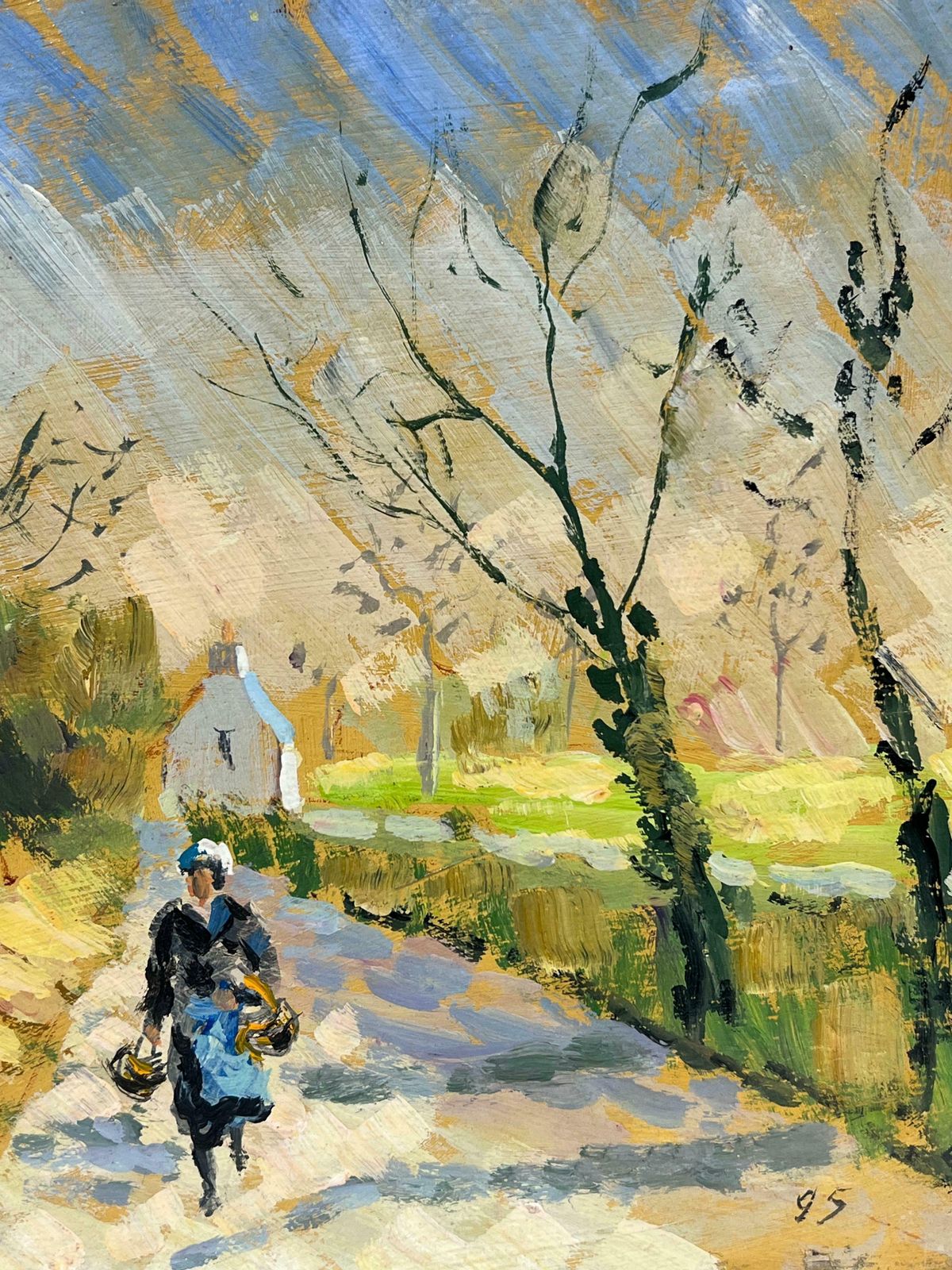 Fanch Lelfigure Strolling In The Sunlit Cottage Rural Path Normandy France20th Century photo for sale