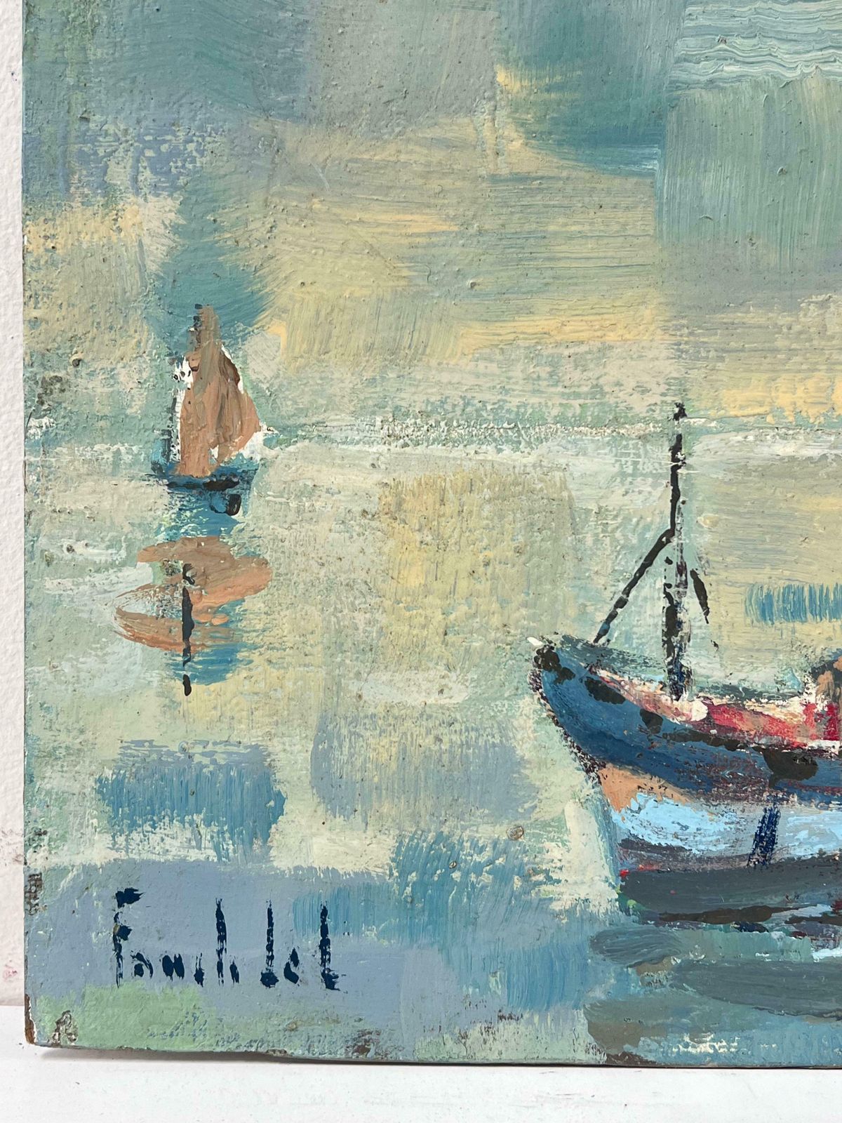 Fanch Lelfishing Boats Moored Beside A Pier And Lighthouses île D'oléron Island20th Century photo for sale