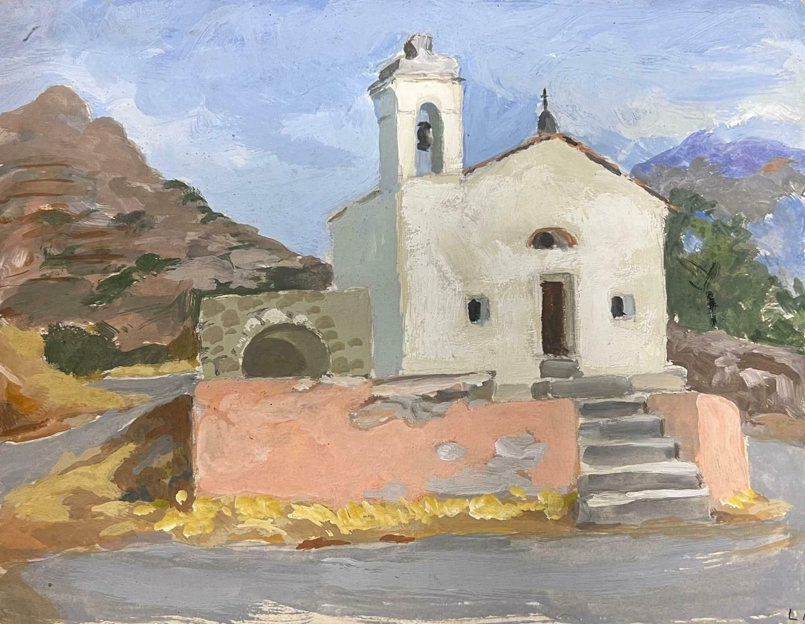 Louise Alix1930's Italian Southern Old Church Memorial In Landscape By Female French Artist1940's
