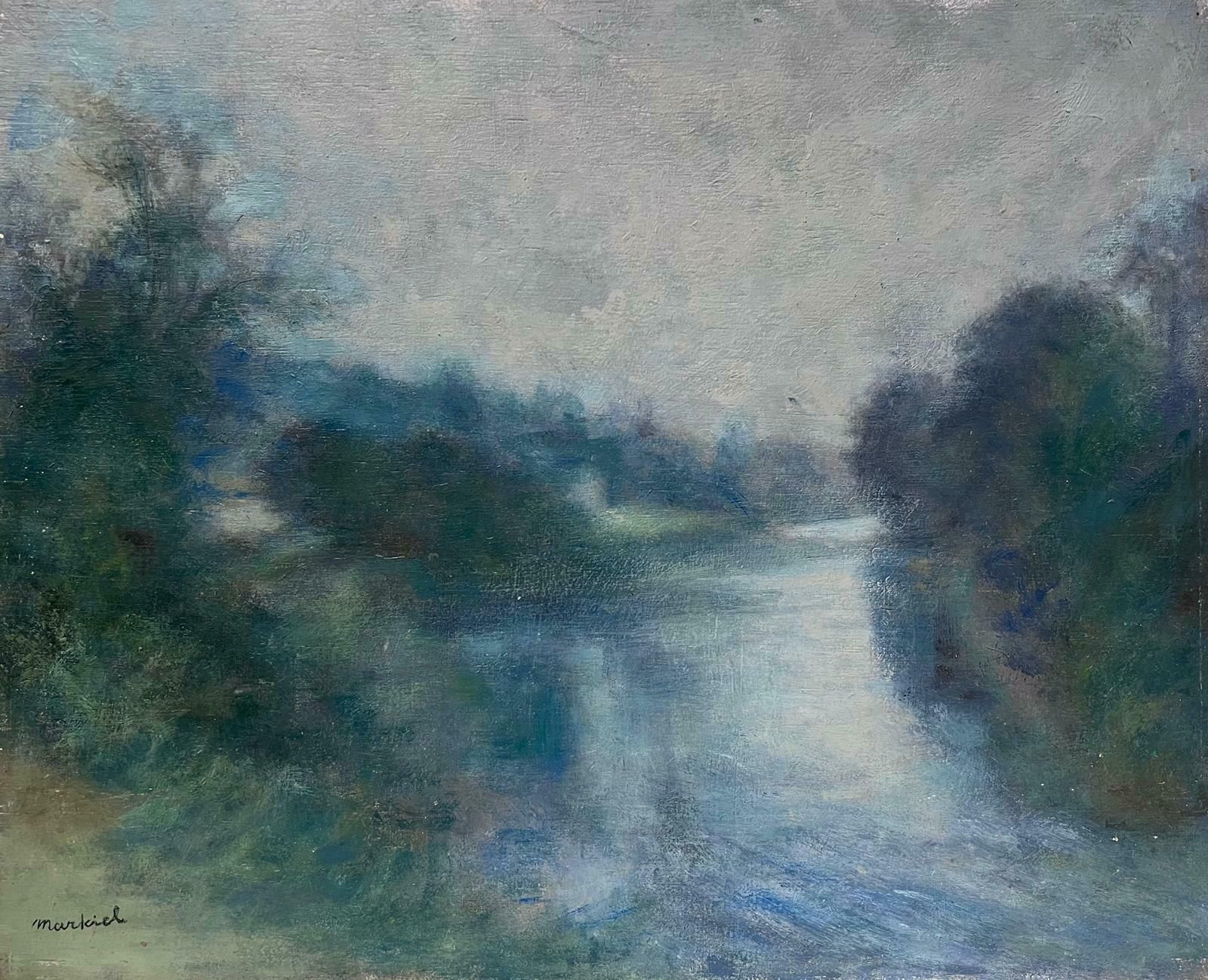 Jacob Markielsuperb Impressionist Oil Painting Misty River Landscape Oil Painting Signed