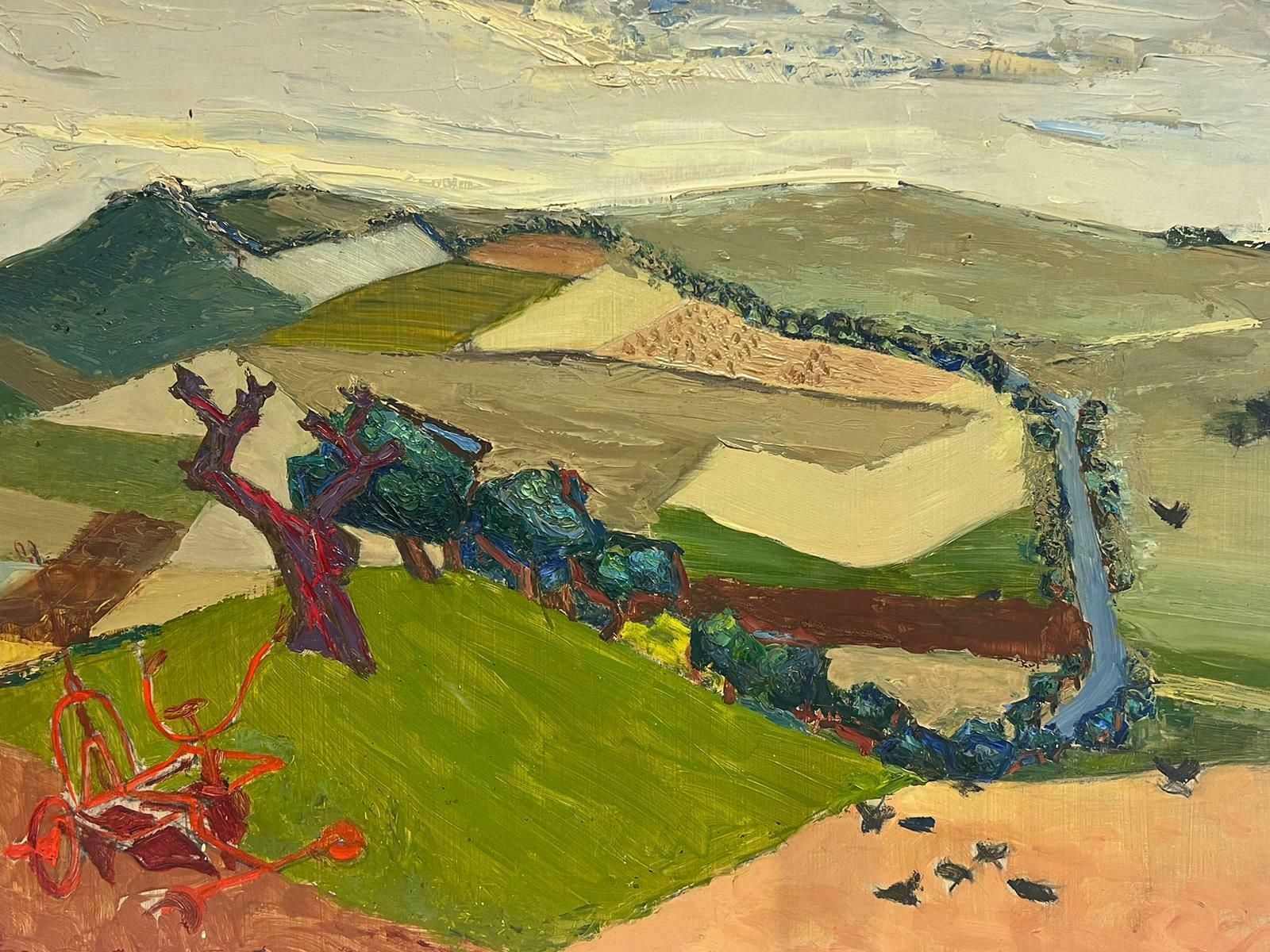 Josine Vignonmid Century French Cubist Expressionist Rural Fields Landscape Oil Painting1950's photo for sale