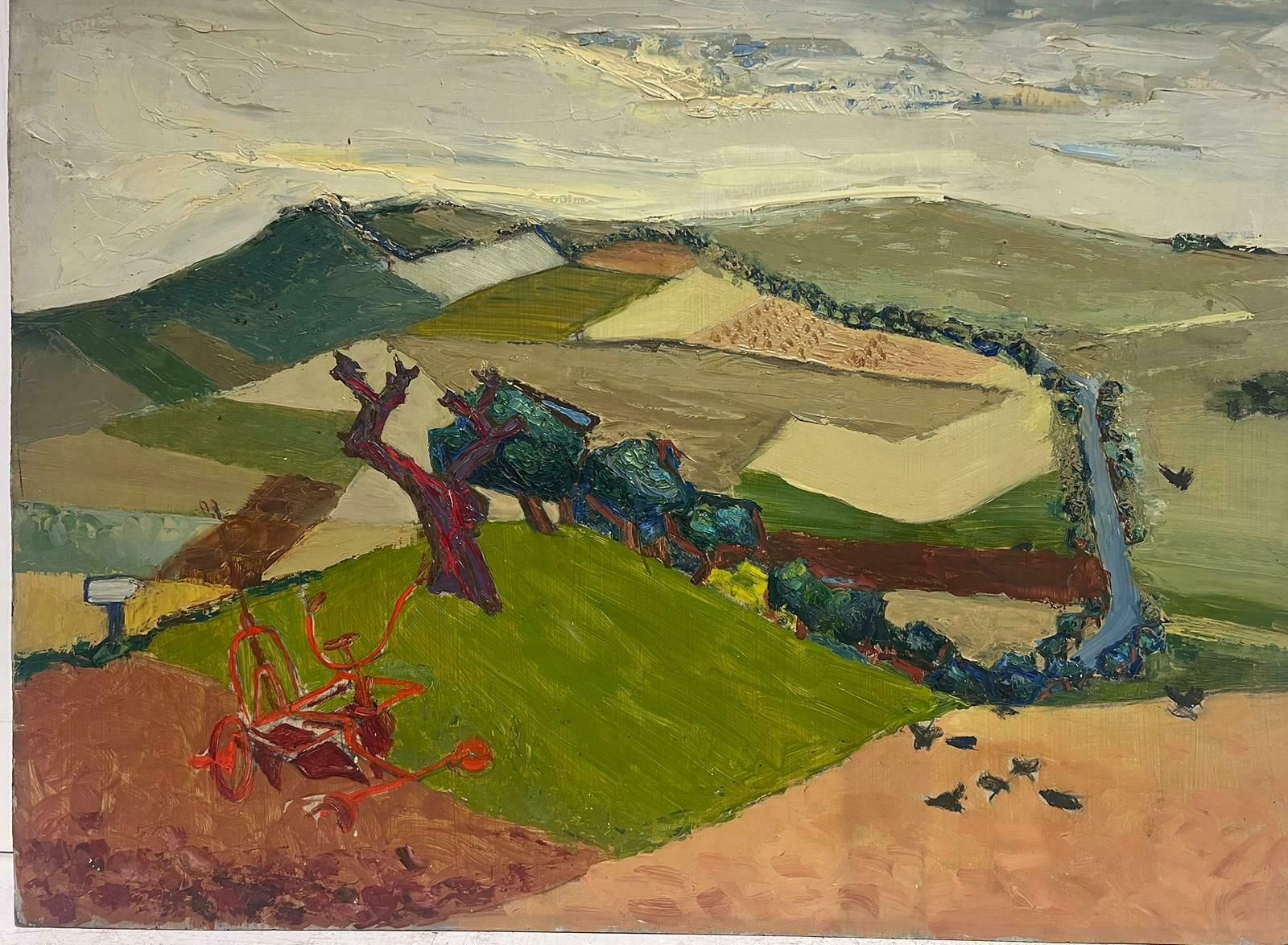 Josine Vignonmid Century French Cubist Expressionist Rural Fields Landscape Oil Painting1950's photo Art