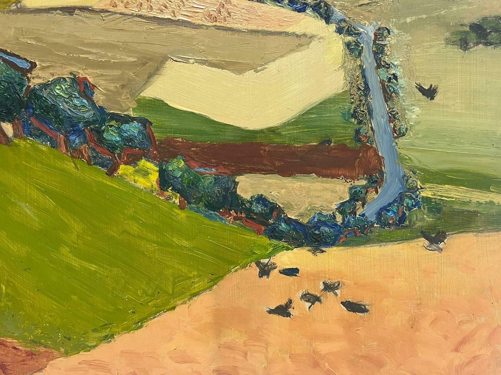 Josine Vignonmid Century French Cubist Expressionist Rural Fields Landscape Oil Painting1950's photo vinterior
