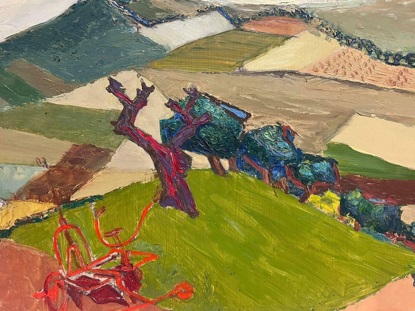 Josine Vignonmid Century French Cubist Expressionist Rural Fields Landscape Oil Painting1950's photo vintage