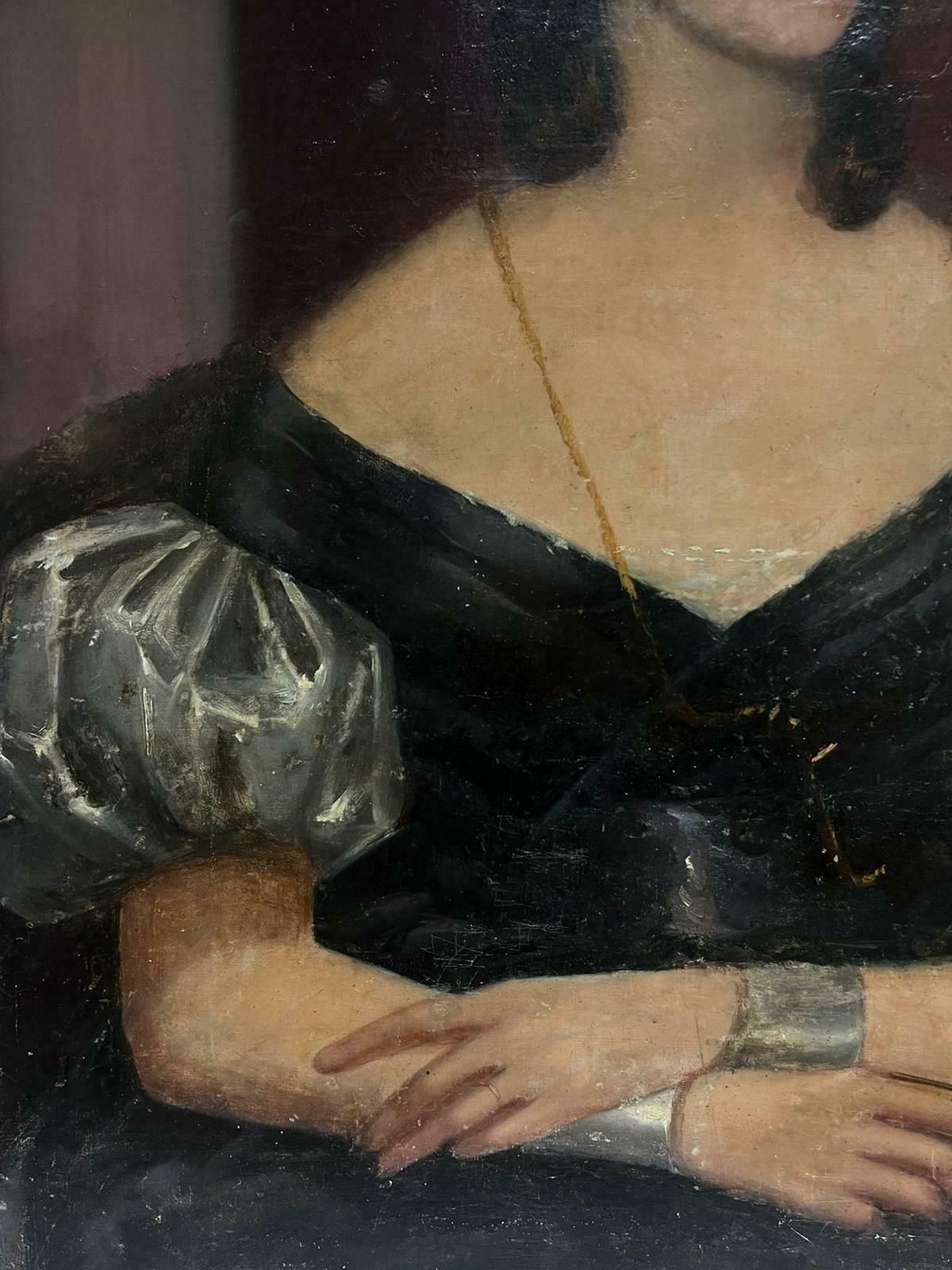 English Early 19thantique English Portrait Of Georgian Lady Circa 1820/30 Period Large Oil Canvas photo furniture
