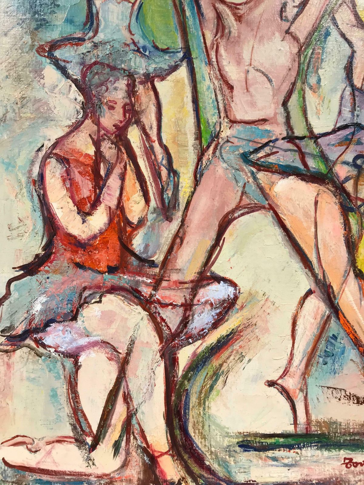 Maria Tort Xirauthree Dancing Ballerina Figures Male & Female Large Original 20th Century Oil photo furniture