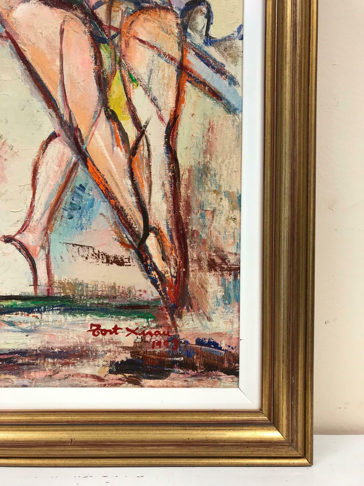 Maria Tort Xirauthree Dancing Ballerina Figures Male & Female Large Original 20th Century Oil photo vinterior
