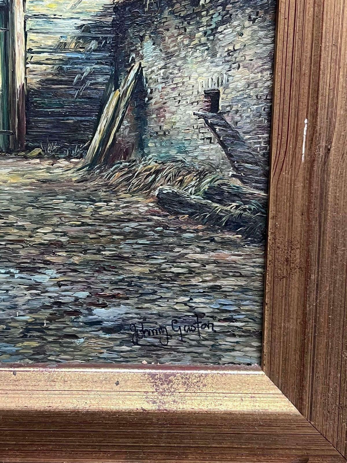 Jonny Gastonclassical Dutch Old City Street Scene Figures Old Buildings Signed & Framed Oil photo vinterior