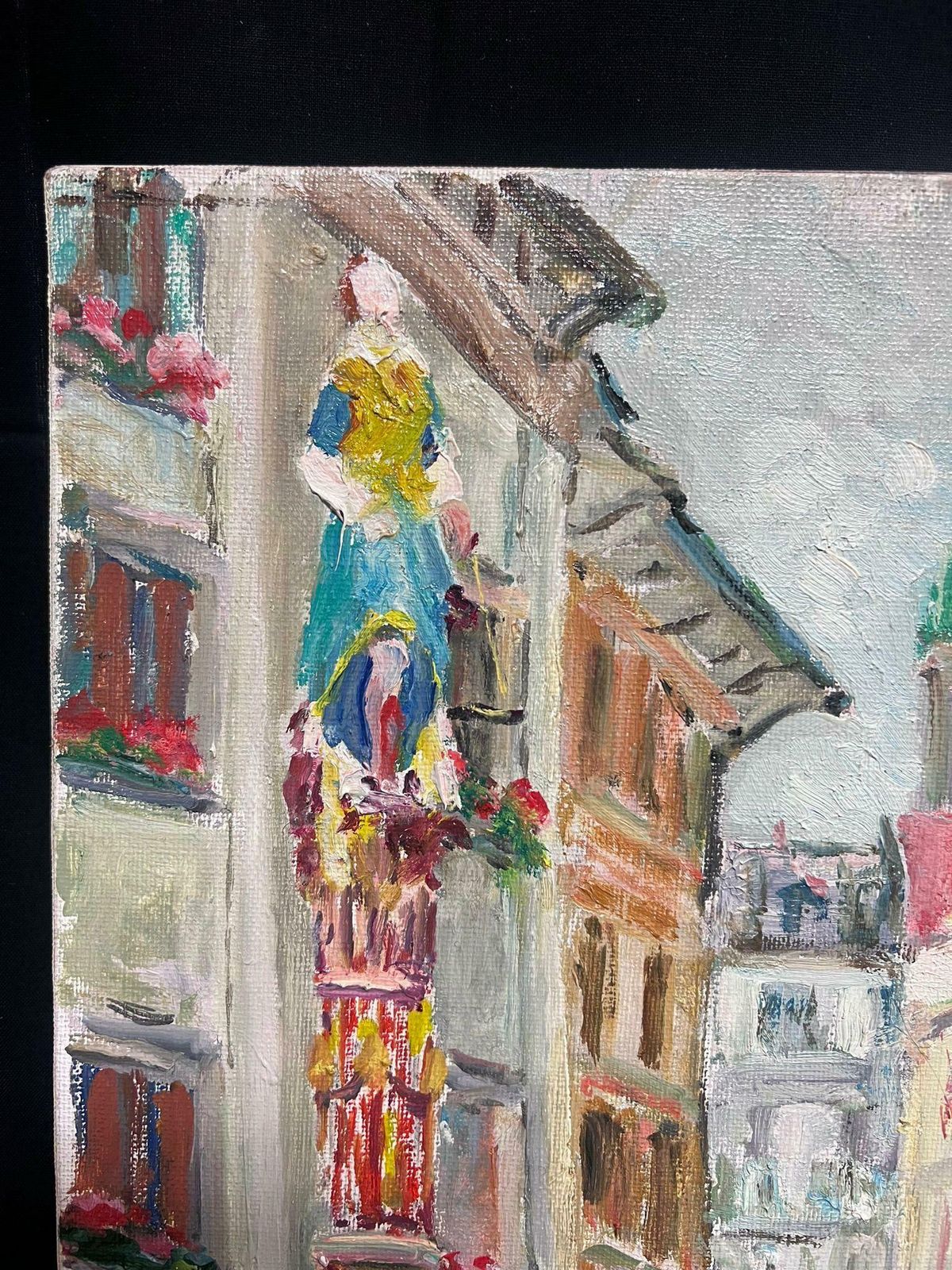 Regine David1950's French Post Impressionist Oil Lausanne Switzerland Old Market Village Sq1950's photo 758.0