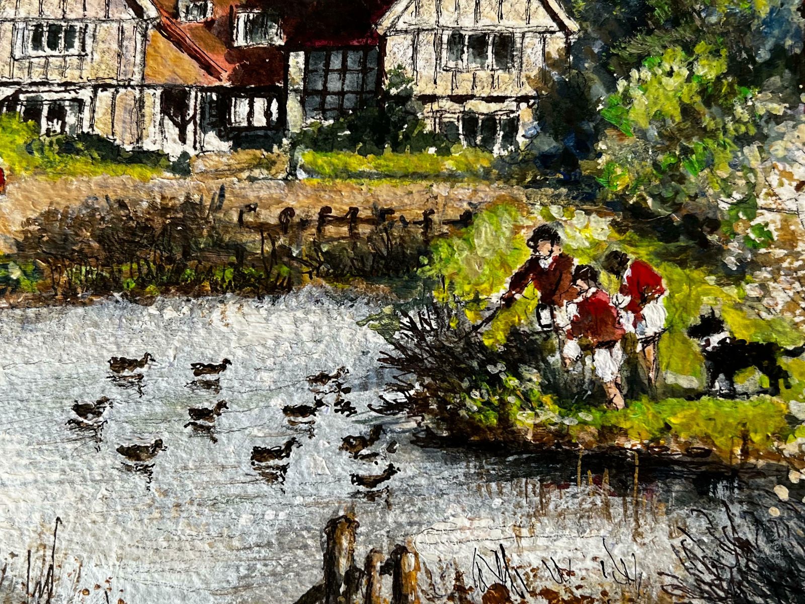 Norman A Olleythe Huntsman Feeding The Ducks In A Peaceful Kentish Town Landscape photo 606.0