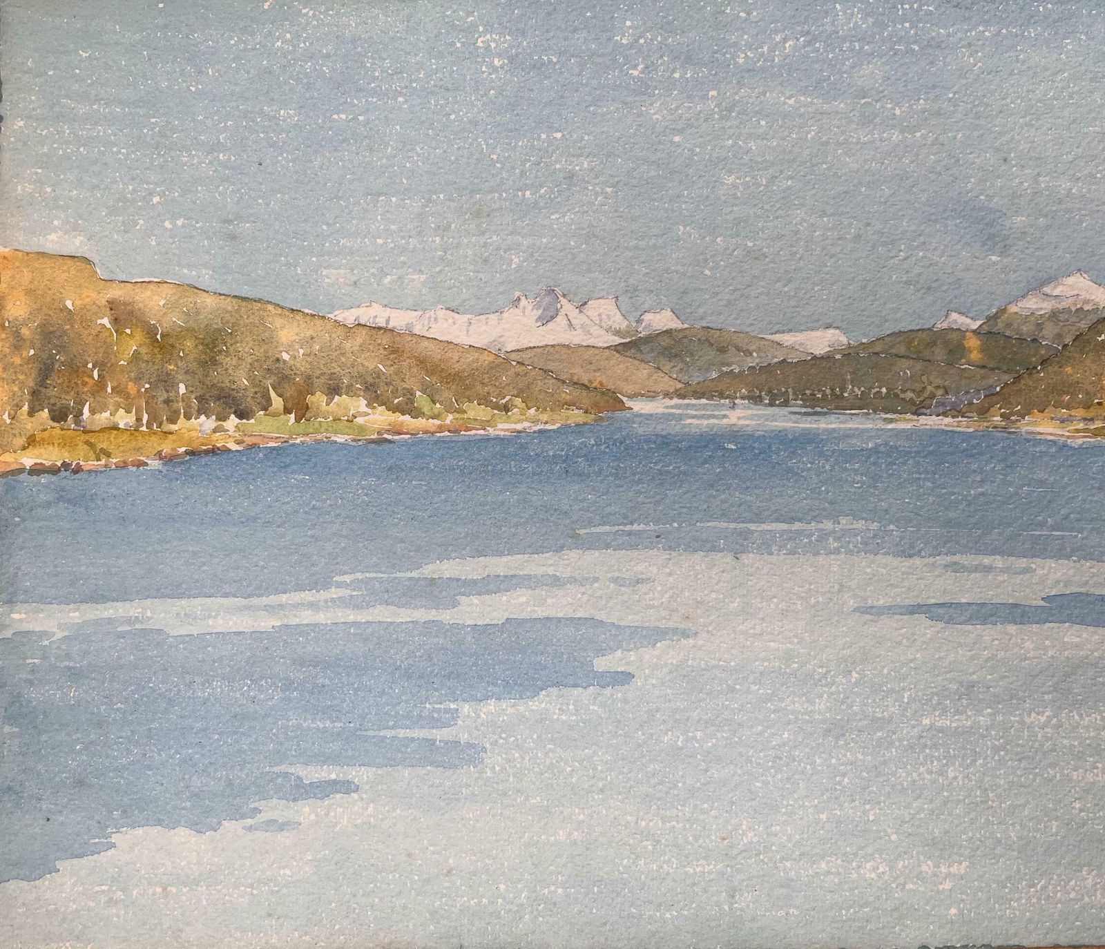 Ian G. Walker Finely Detailed British Watercolor Topographical Of Svartisen Glacier In Norway20th Century photo Art