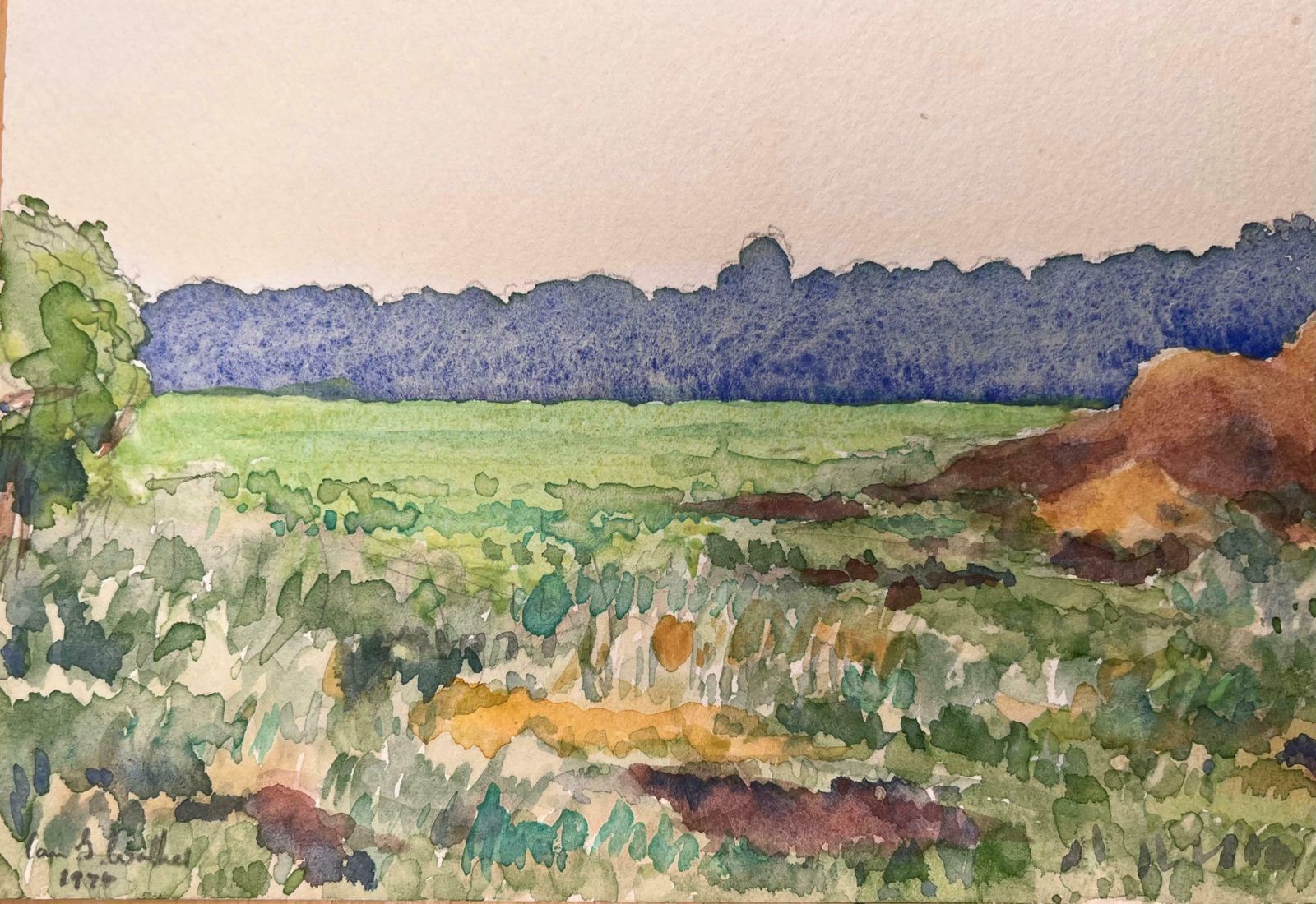 Ian G. Walker Finely Detailed British Watercolor Topographical The Top Of Dunsmore Lane1974 photo 265.0