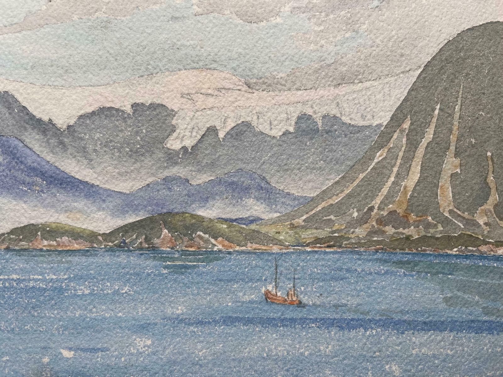 Ian G. Walkerfinely Detailed British Watercolor Topographical Of The Svartisen Glacier1966 photo for sale