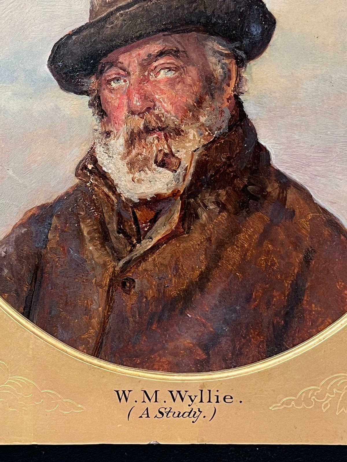 W.M.Wyllievictorian Oil Portrait Grey Bearded Fisherman Smoking Pipe English Oil Painting photo 916.0