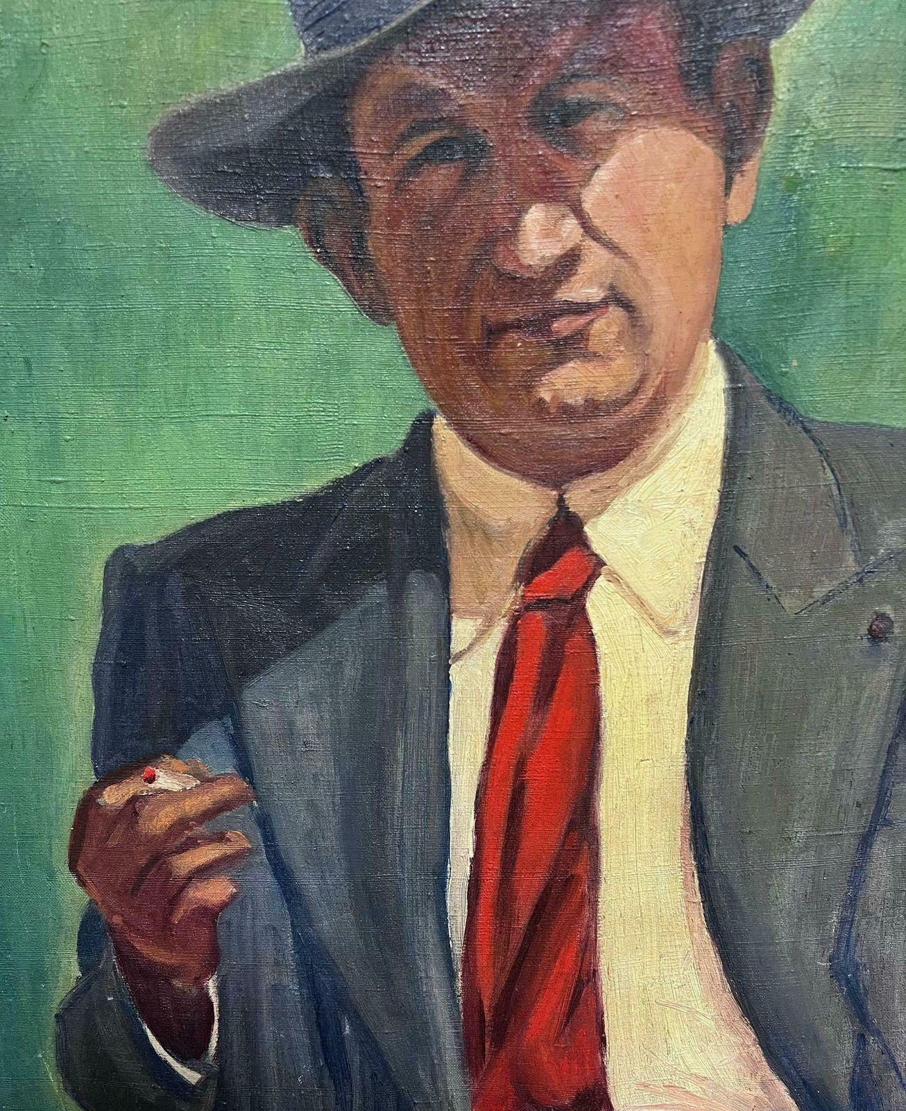 Colbert Cassan1950's Self Portrait Of The Artist In Hat French Signed Oil Painting On Canvas1952 photo Art
