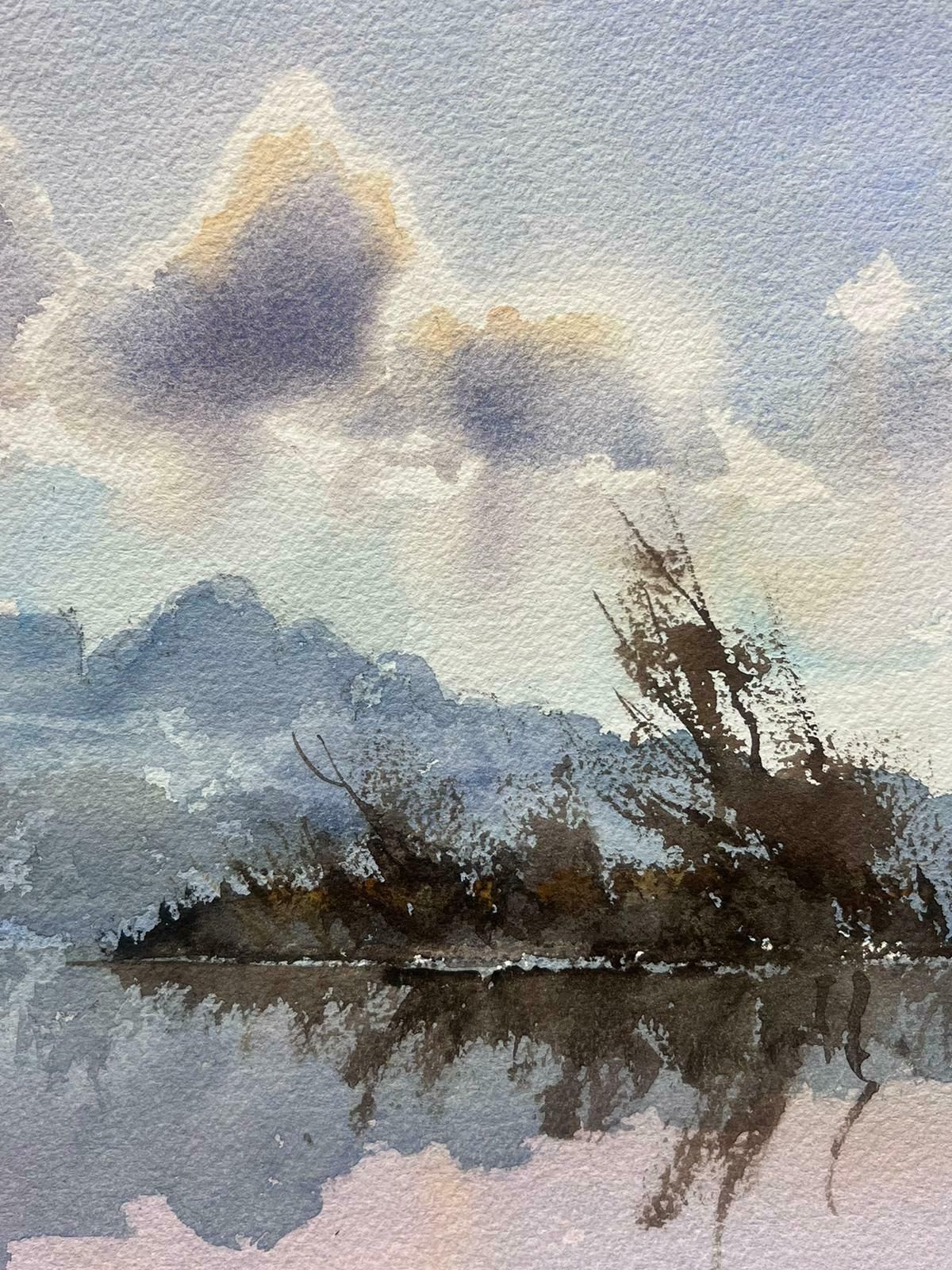 Anthony Averybritish Original Impressionist Watercolor Misty River Landscape Church Town View photo Art