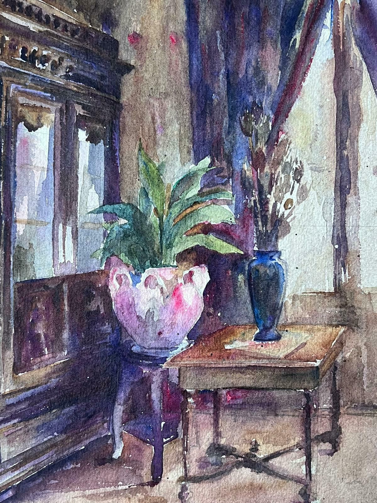 Louise Alix1930's French Impressionist Watercolour Interior Scene Dressing Room1940's photo Art
