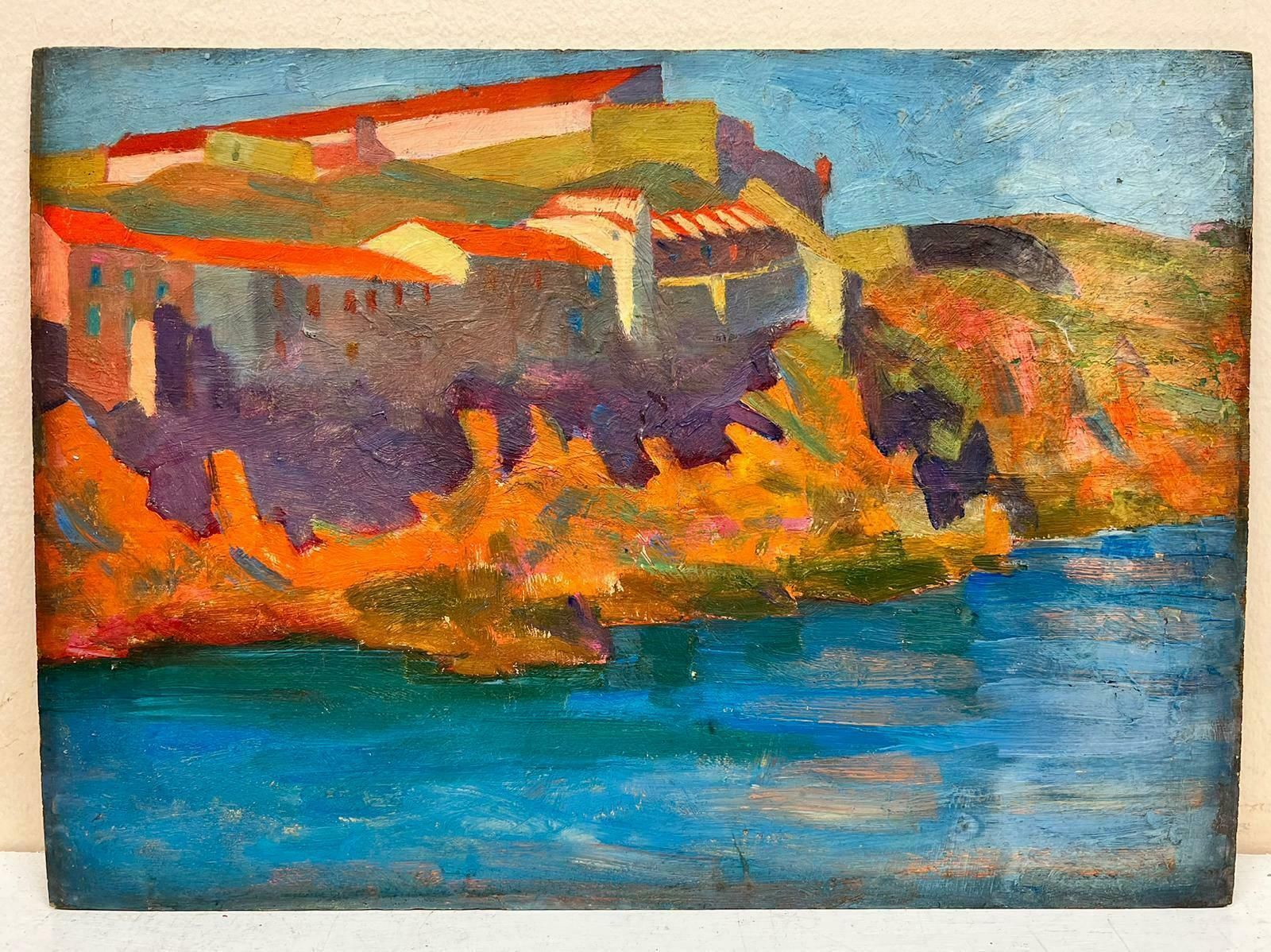 Suzanne Crochetsouth Of France Coastal Buildings 1930's French Post Impressionist Oil Paintingc. 1930's photo for sale
