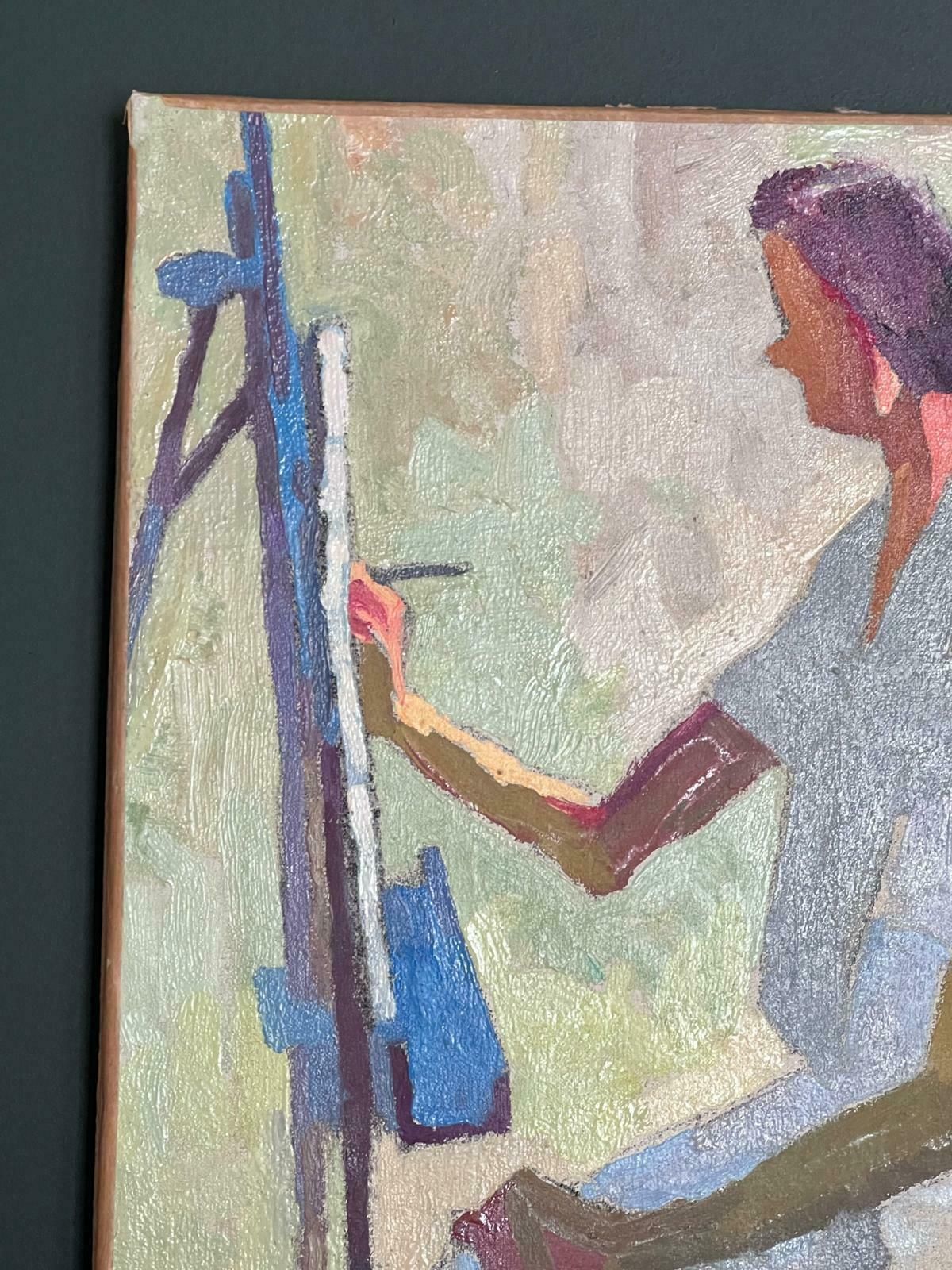 Jean Dulac1950s French Post Impressionist Oil Painting Self Portrait Artist At Easel photo buy