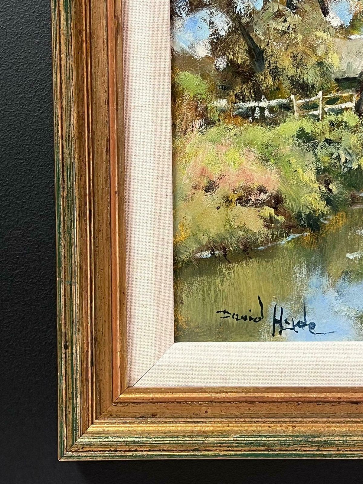 David Hydeenglish Impressionist Signed Oil Painting Water Mill House In Summer Meadowsc.2000 photo vinterior