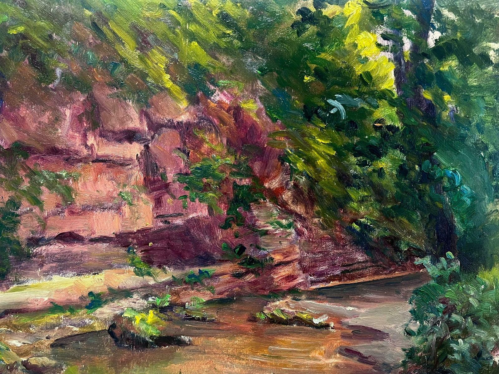 Regine Davidmid 20th Century 1950's French Post Impressionist Oil Rocky River Gorge1950's photo Art