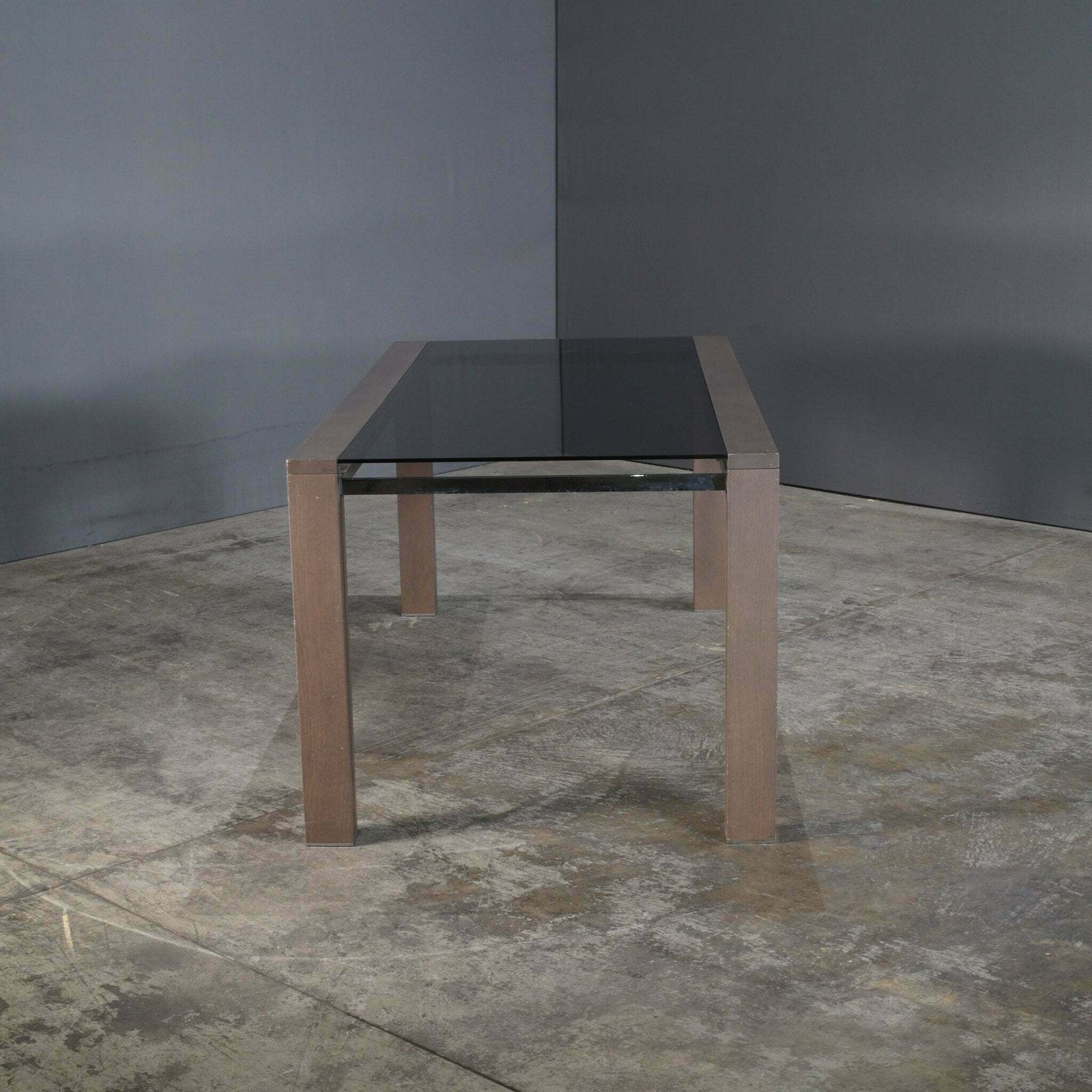 Roche Bobois Anthracite And Smoked Glass Box Dining Table photo buy